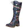 Schnürstiefel LAURA VITA "LAURA VITA Stiefel Leder/Textil", Damen, Gr. 36, blau, Leder, Textil, casual, Schuhe