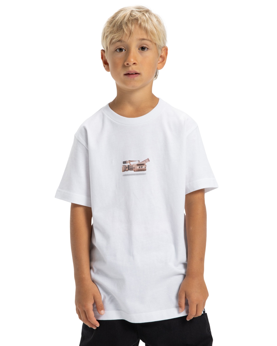 T-Shirt DC SHOES "DC Handy Cam", Jungen, Gr. 10(140-148cm), weiß, 75% Baumwolle, 25% Baumwolle, Shirts T-Shirt