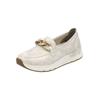 Slipper RIEKER "Rieker Slipper Lederimitat", Damen, Gr. 40, beige (beige, gold), Lederimitat, casual, Schuhe