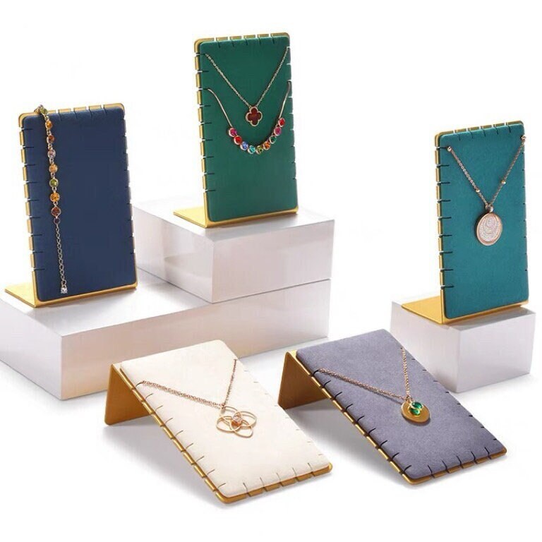 Présentoir pour collier en forme de L, porte-collier en métal, présentoir à bijoux unique pour colliers, gris, vert, rouge, noir, beige, multicolore