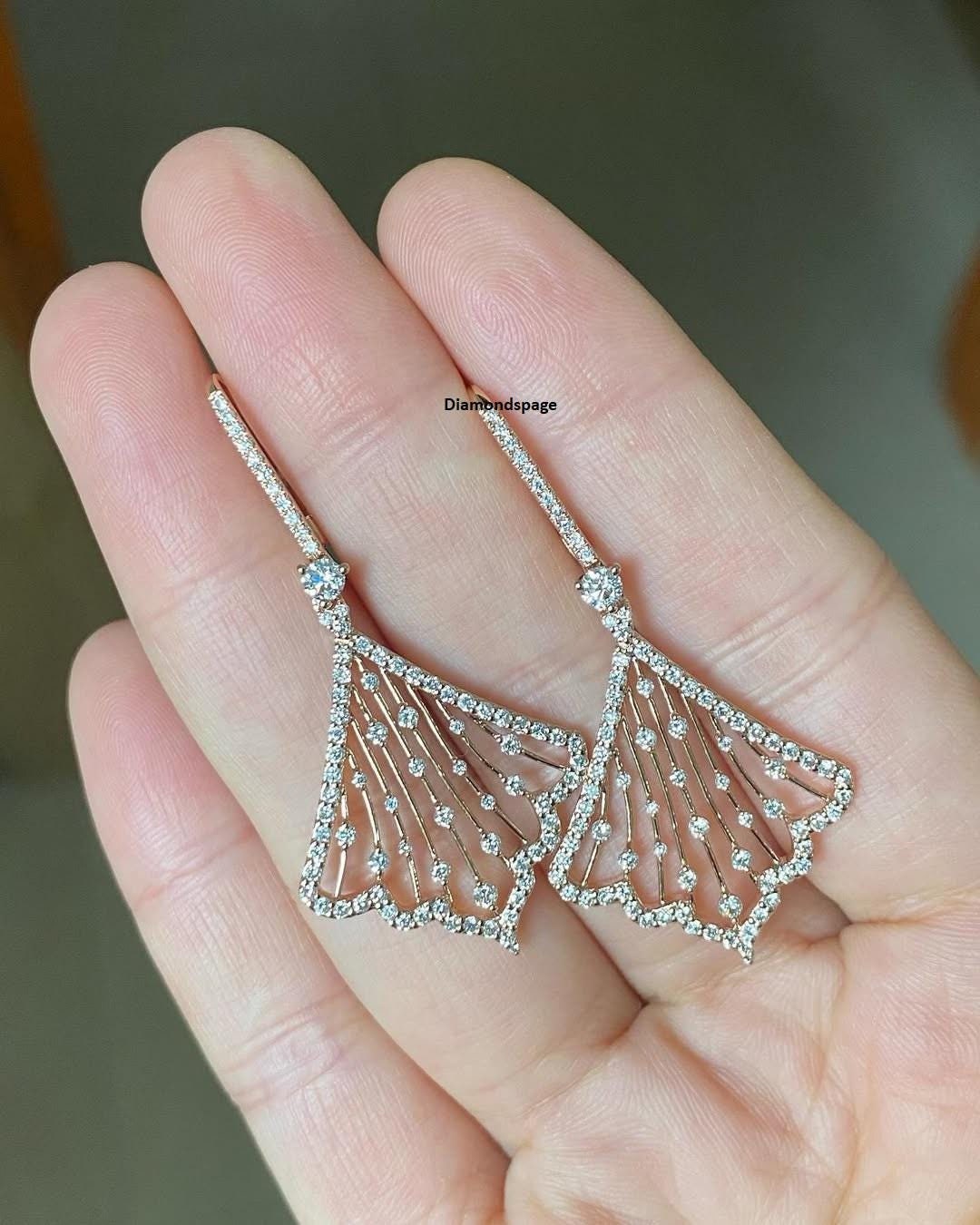 Boucles d'oreilles pendantes pendantes pour mariée, boucles d'oreilles rondes en pierre de moissanite, boucles d'oreilles en or 10 carats, boucles d'o