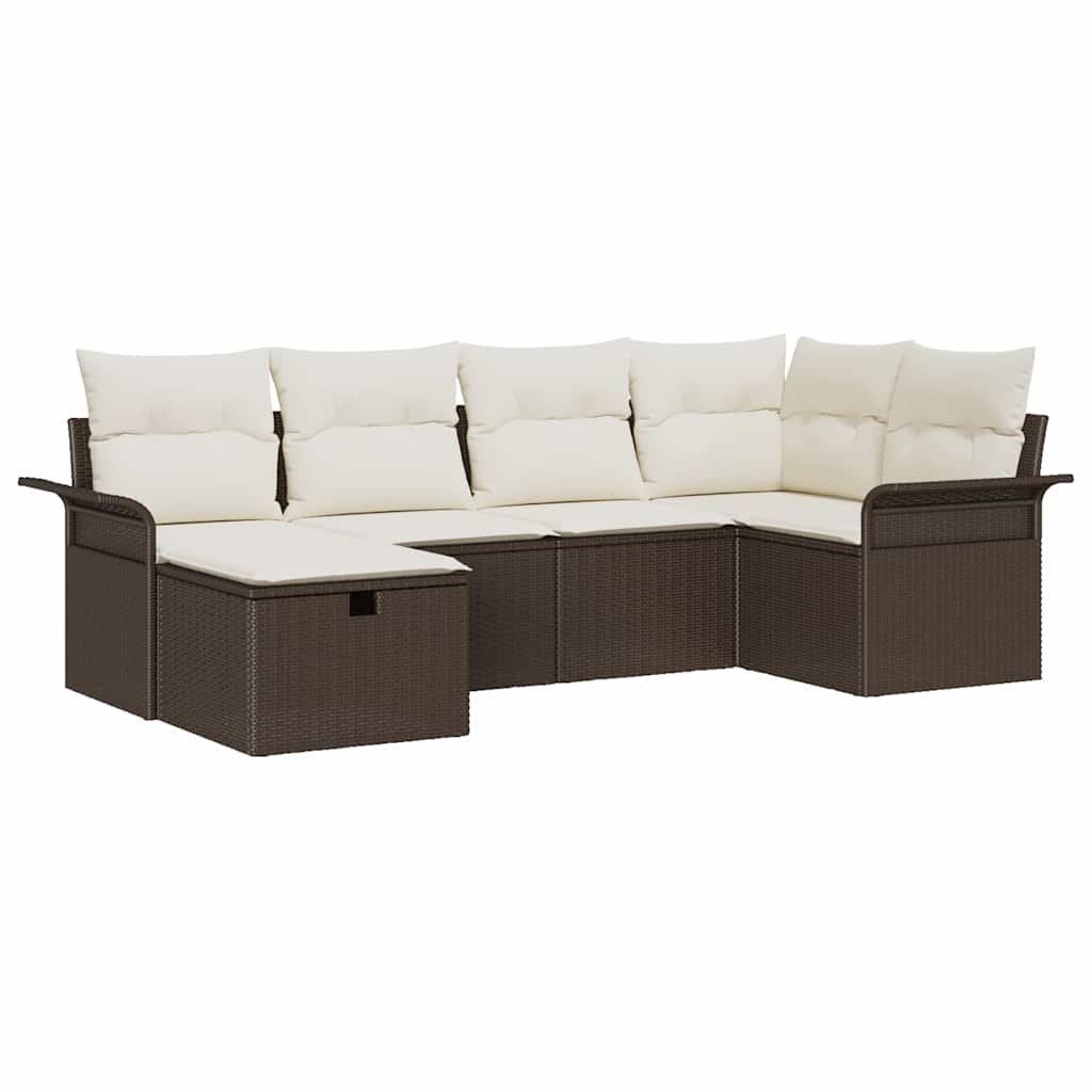 vidaXL Garten-Sofa-Set 6 pcs Braun und Creme 242,5 x 132,5 x 85 cm Image