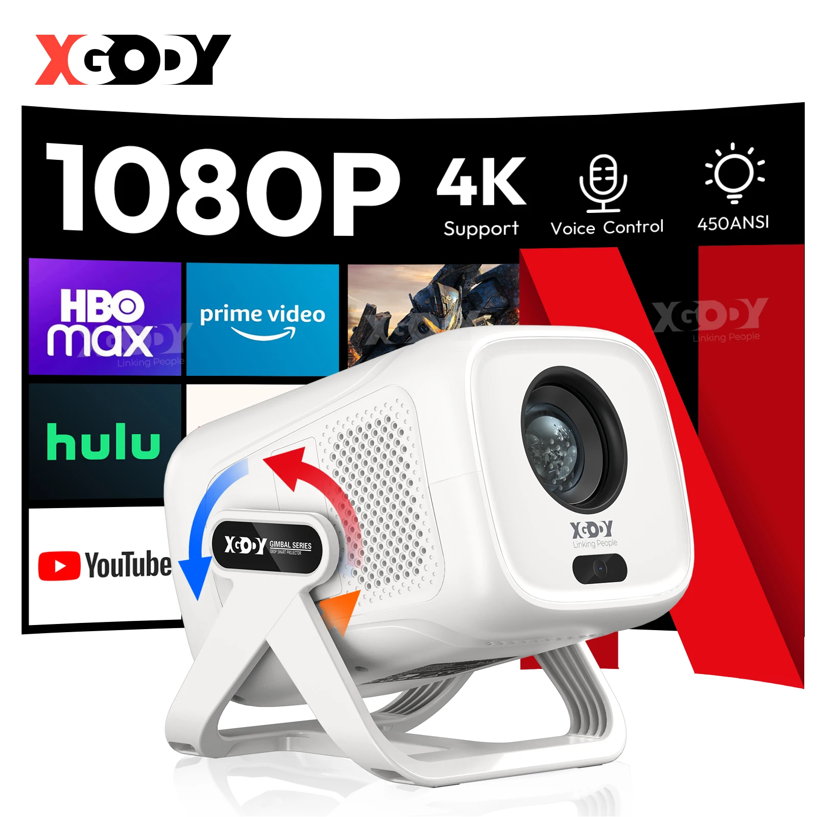 XGODY 4K 1080P projecteur Full HD WiFi vidéo film faisceau baleine système d'exploitation projecteur Home cinéma projecteur 1GB 8GB Portable