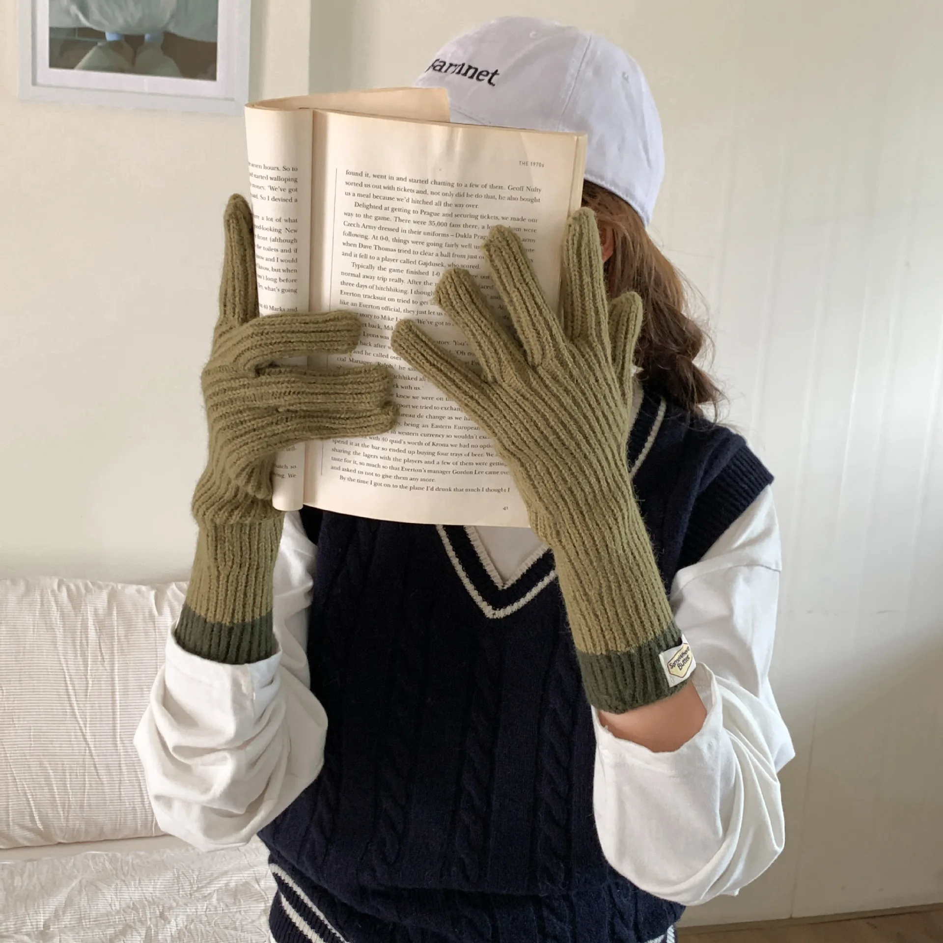 Damen-Winterhandschuhe, modisch, trendig, thermisch, warm, elastisch, gestrickt, Touchscreen-Handschuhe für kaltes Wetter Image