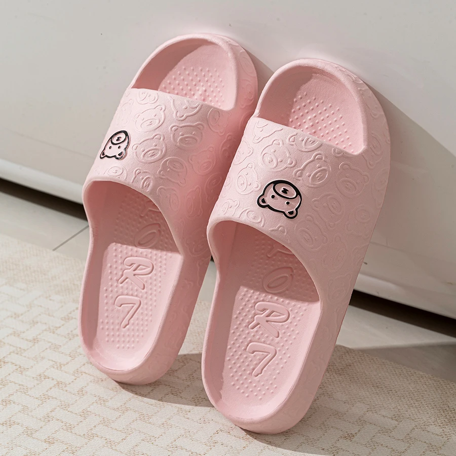 Kinder Hausschuhe Eltern-Kind-Schuhe Mode Niedlichen Bären Druck Sommer Weiche Sohle Rutschfeste Komfort Casual Schlafzimmer Hause Schuhe Image