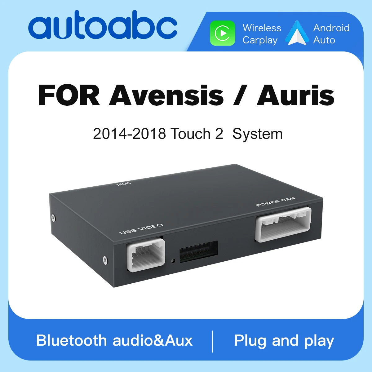 AUTOABC Drahtlose Carplay Android Auto Für Toyota Avensis/Auris 2014-2018 Mit Multimedia Zubehör Spiegel Link AirPlay decodieren Image