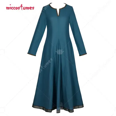 miccostumes Wikinger-Kleid für Damen, mittelalterliches Kostüm, Leinenmischung, lange Ärmel, Renaissance-Unterkleid Image