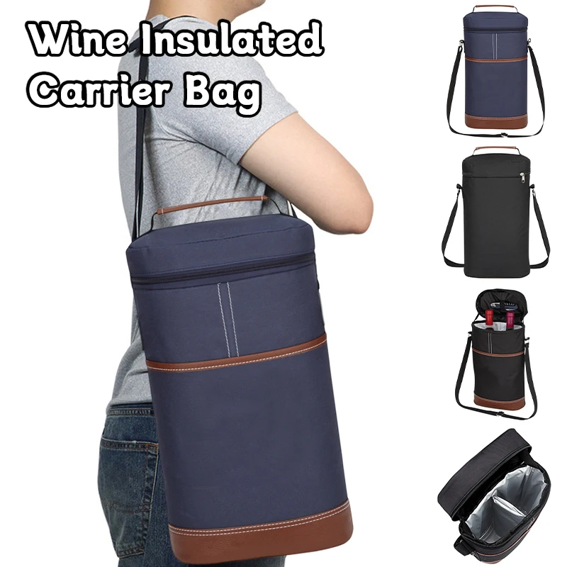 7L tragbare Weinkühltasche, isolierte Thermo-Träger für 2 Getränkeflaschen, Bier, Party im Freien, Reisen, tragbare Wein-Einkaufstasche, 2025 Image