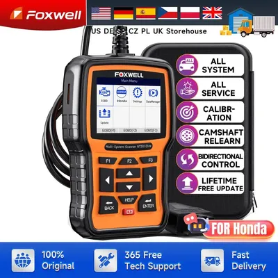 FOXWELL NT510 Elite fit for Honda Acura OBD2 Scanner Bidirectional Full System Engine ABS TCM SRS Diagnostic Scan Tool Free Upda