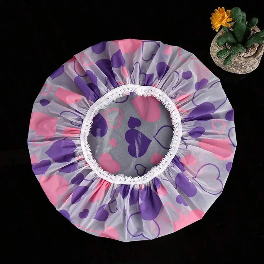 Großhandel 5 stücke Wasserdichte Dusche Kappe FRAUEN Haushalt Baden Anti-öl Rauch Haarpflege Dusche Kappe Trockenes Haar kappe Image