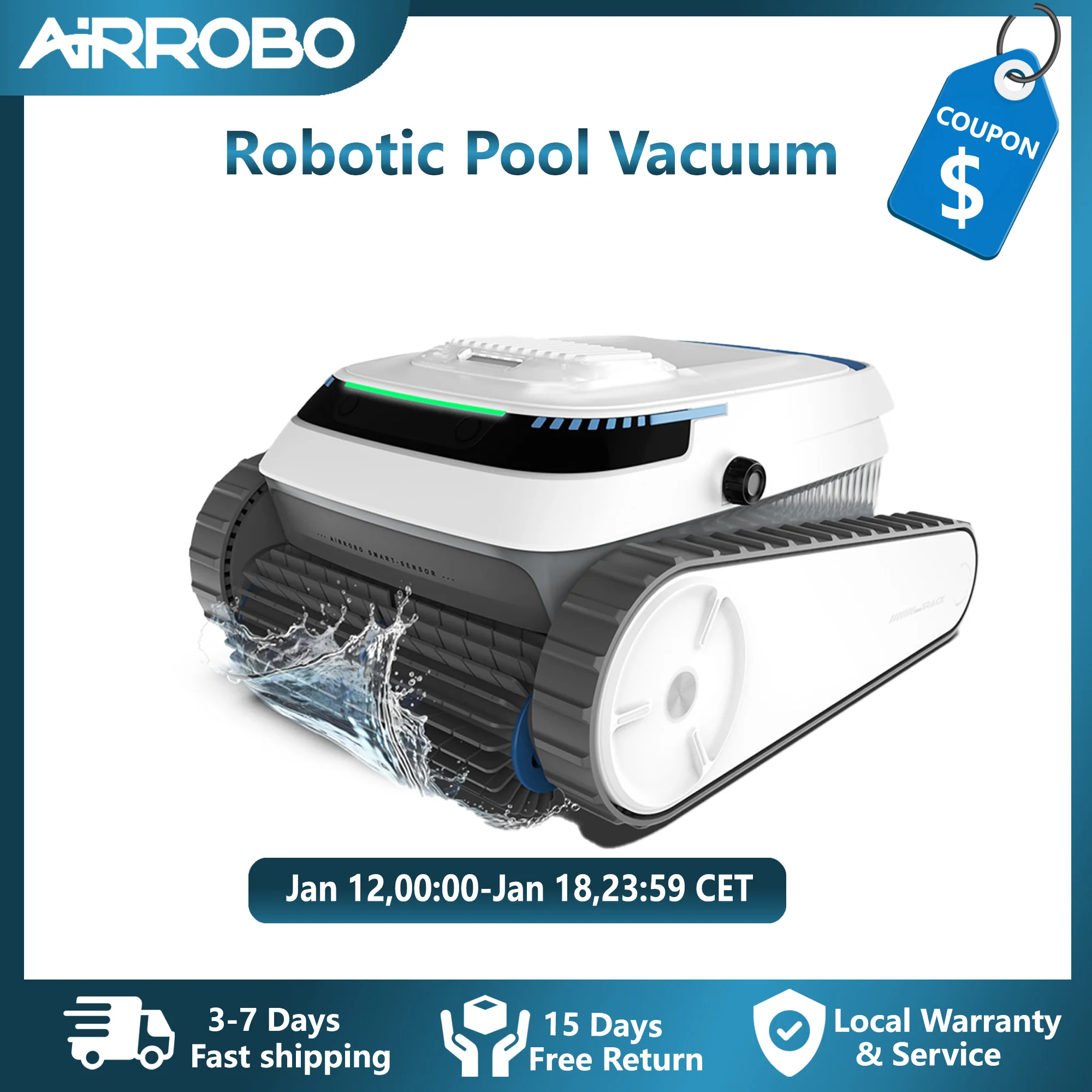 AIRROBO PC10 Poolreiniger Roboter Kabelloser Pool-Staubsauger IPX8 Wasserdichte Motoren Automatischer Roboter-Reiniger für Pools Image