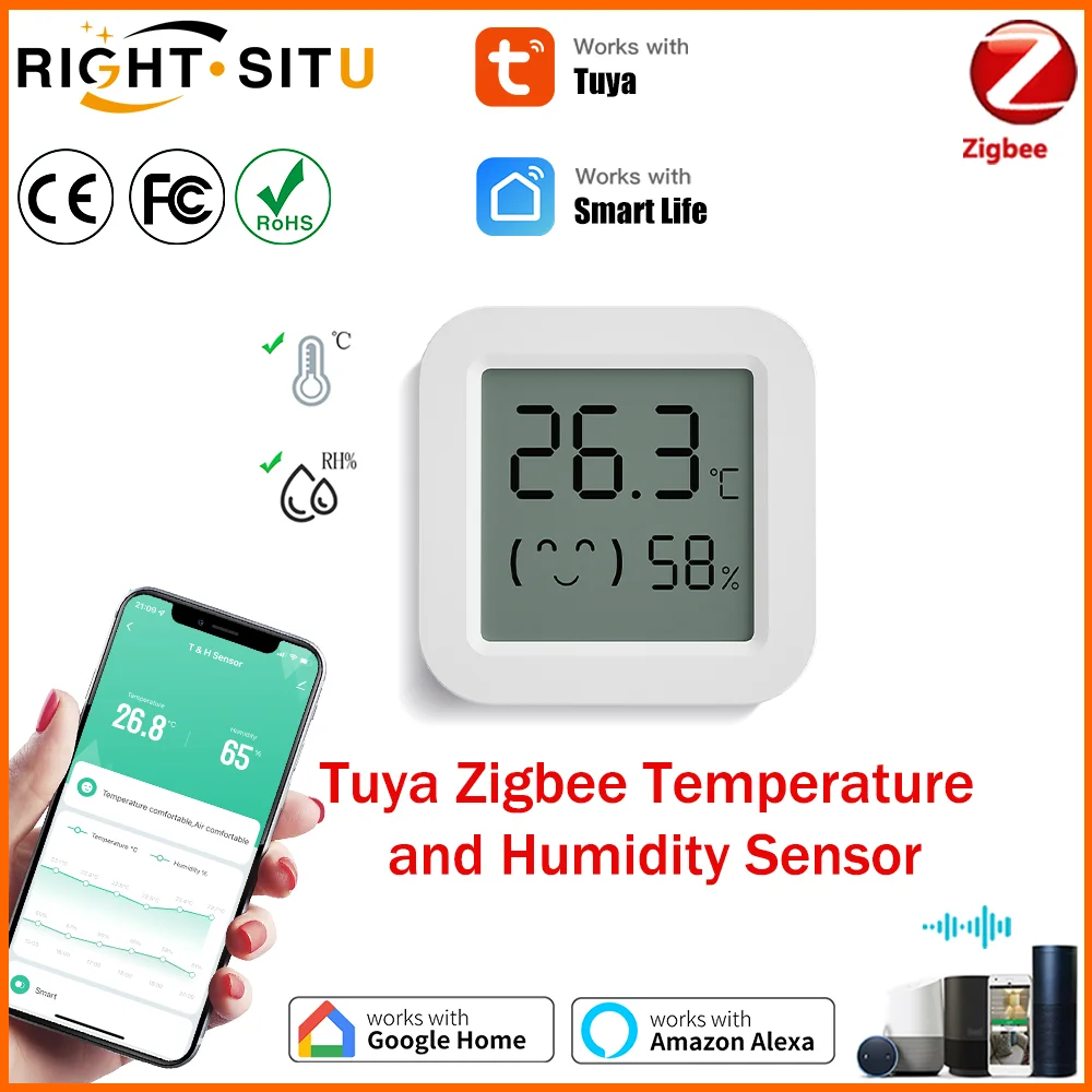 Tuya Smart Zigbee 3,0 Temperatur Feuchtigkeit Sensor APP Fernbedienung Thermometer Für Smart Home Arbeit Mit Alexa ZHA Zigbee2Mqtt Image
