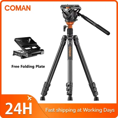 COMAN FF06S Fluid Head Stativ Videokamera Stativ Einbeinstativ mit Schnellwechselplatte für DJI Canon Nikon Sony DSLR-Kamera