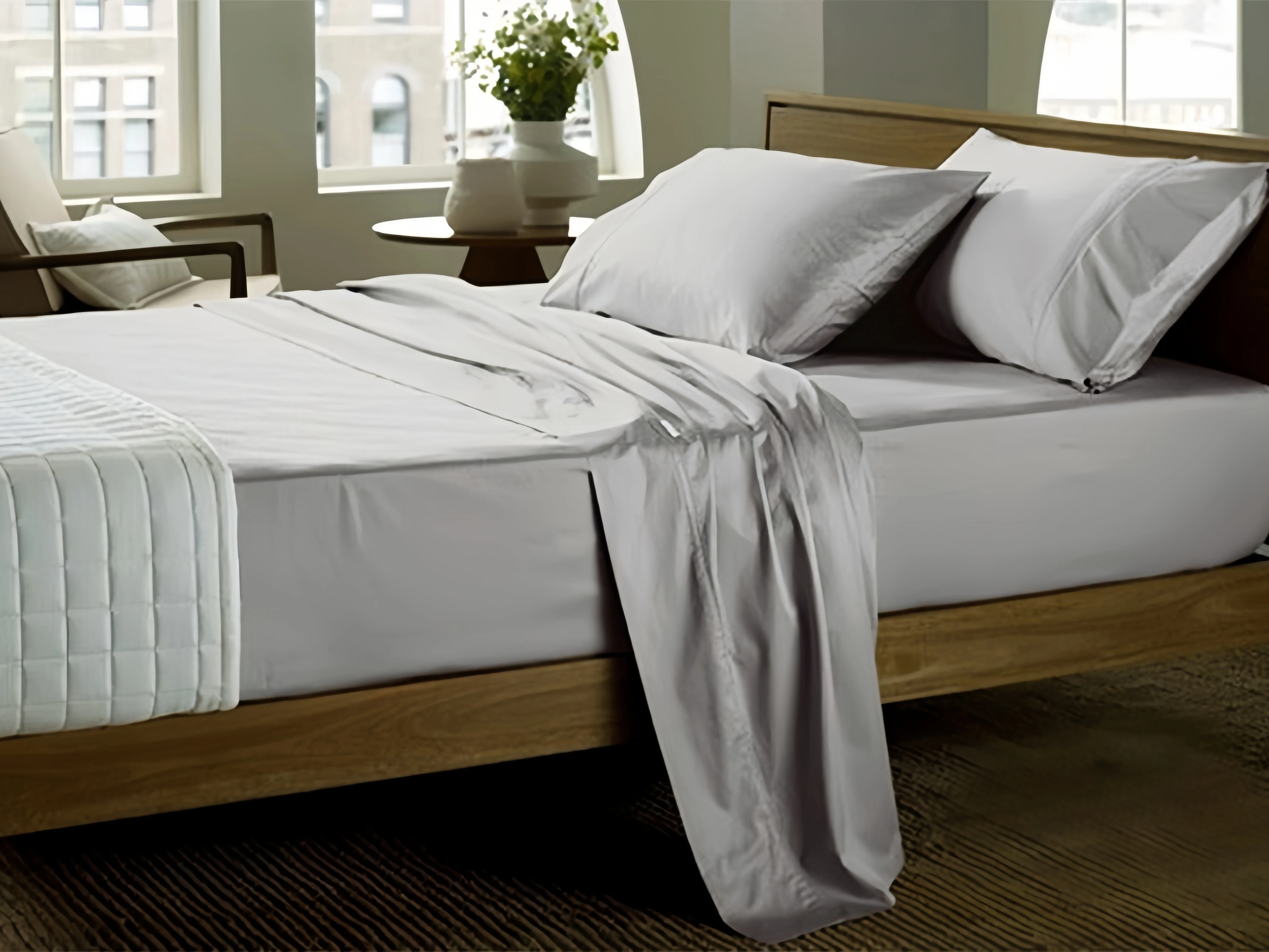 US-Europa-Größe, 1000 TC, 100 % ägyptische Baumwolle, Bettwäsche-Set, weiße, silberblaue Farben, individuell anpassbar Image