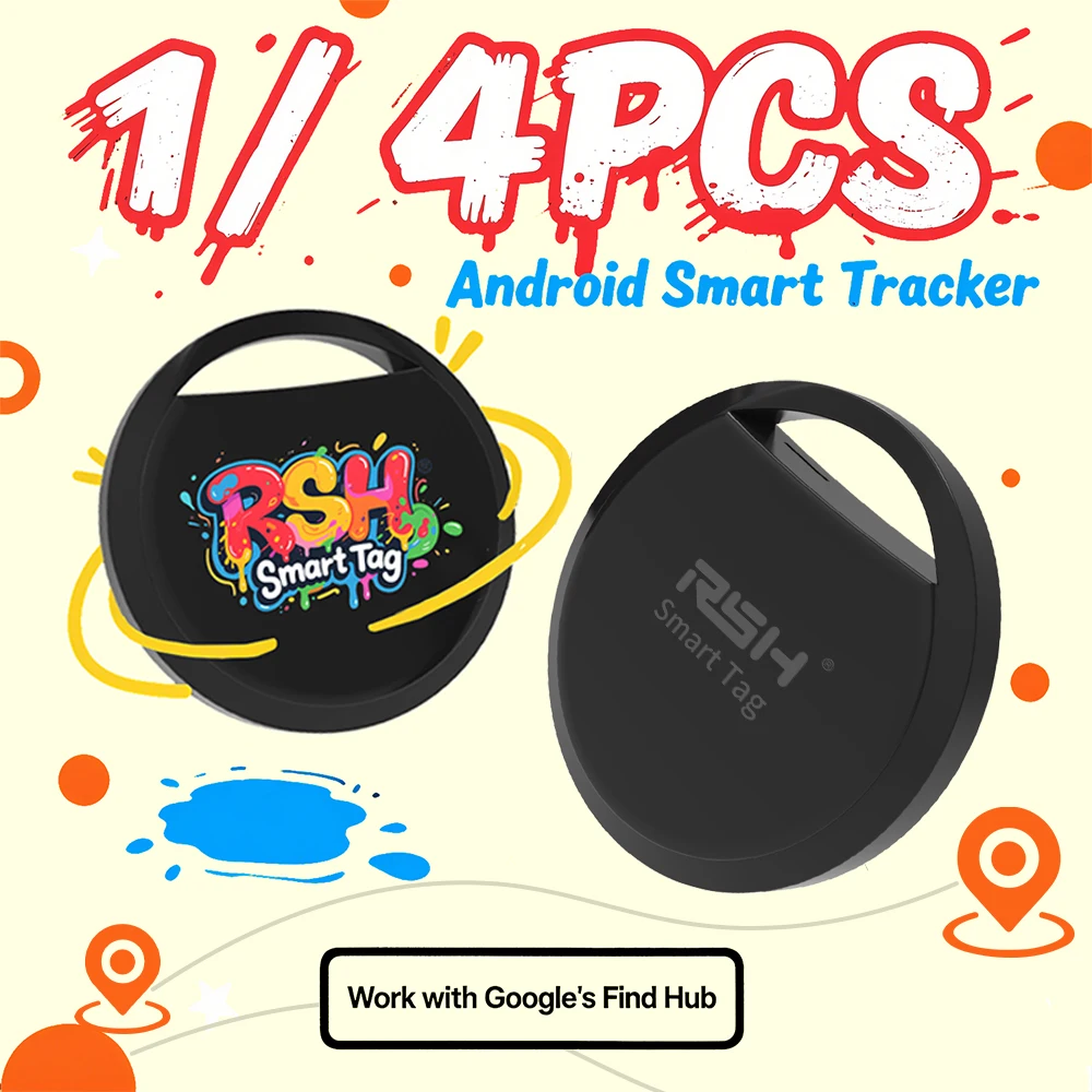 RSH Smart Android GPS Tracker Funktioniert mit Google's Find Hub Locator für Pixel Samsung Finder Pet Bike Security Anti-Verlust-Tracking Image
