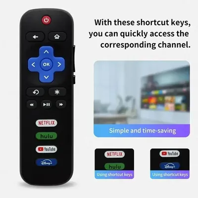 Universelle TV-Fernbedienung ersetzen für TV der Roku-Serie für TCL-TV-Fernseher, leichte Infrarot-Controller mit 8 Hot-Tasten