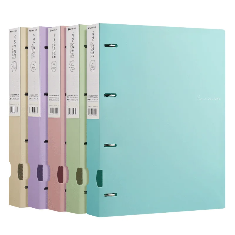 A4 Binder D-Type Punch Folder Office Storage File Ring Waterproof Test Paper Data Storage Folder 4 Hole Binder Learning Supply
