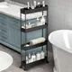 Carrello portaoggetti sottile a 4 livelli, organizer da bagno con rotelle, scaffale mobile scorrevole per ufficio, lavanderia, luoghi stretti