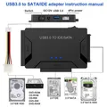 Convertitore USB 3.2 3.0 a SATA IDE3.0 Adattatore esterno per disco rigido HDD SSD da 2,5/3,5 pollici Cavo USB 3.0 a SATA III per PC portatile