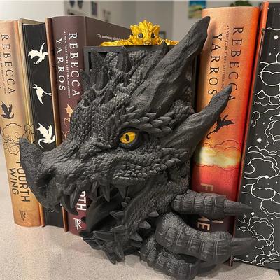 Bookshelf Dragon Decor, Fantasy Decoration, Home Ornament Display Piece, Bookshelf Stand with Dragon Design, Non-Electric