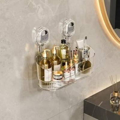 Suction Cup Storage Rack with Drain Hole Wall Mounted Organizer for Home Bathroom Durable Suction Cup Holder Large Capacity Vanity Shelf Storage Rack for Toiletries Essentials