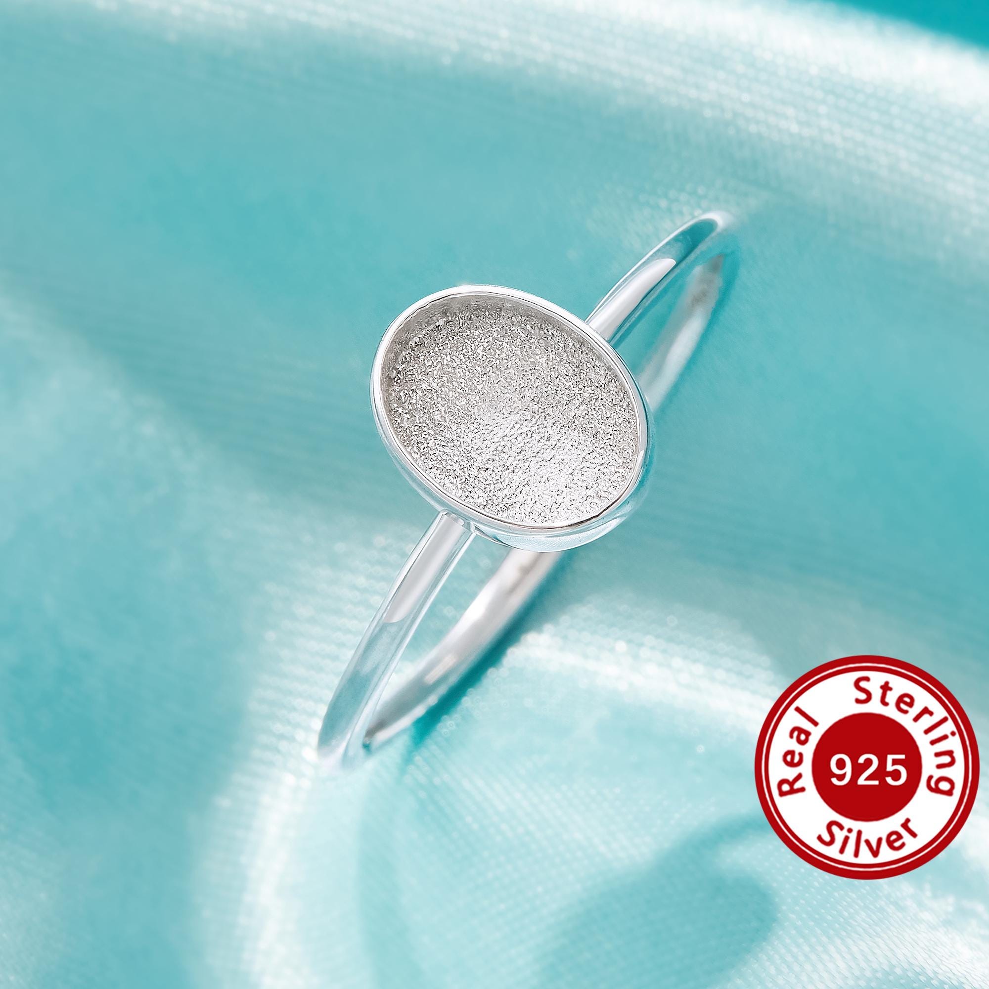 Anello con castone ovale in resina effetto latte materno, retro solido in argento sterling 925 massiccio, anello ovale minimalista, accessori per la c