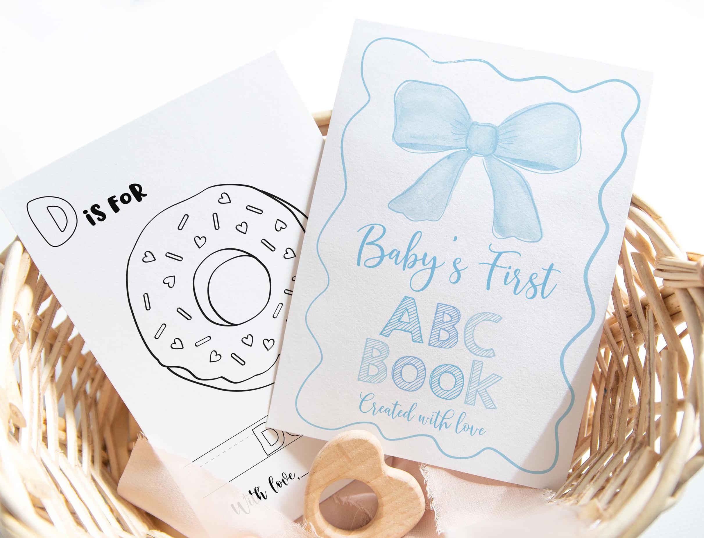 Blue Bow ABC Book Libro da colorare per bambini Libro da colorare con l'alfabeto per bambini Libro da colorare per il primo ABC del bambino Pagine da