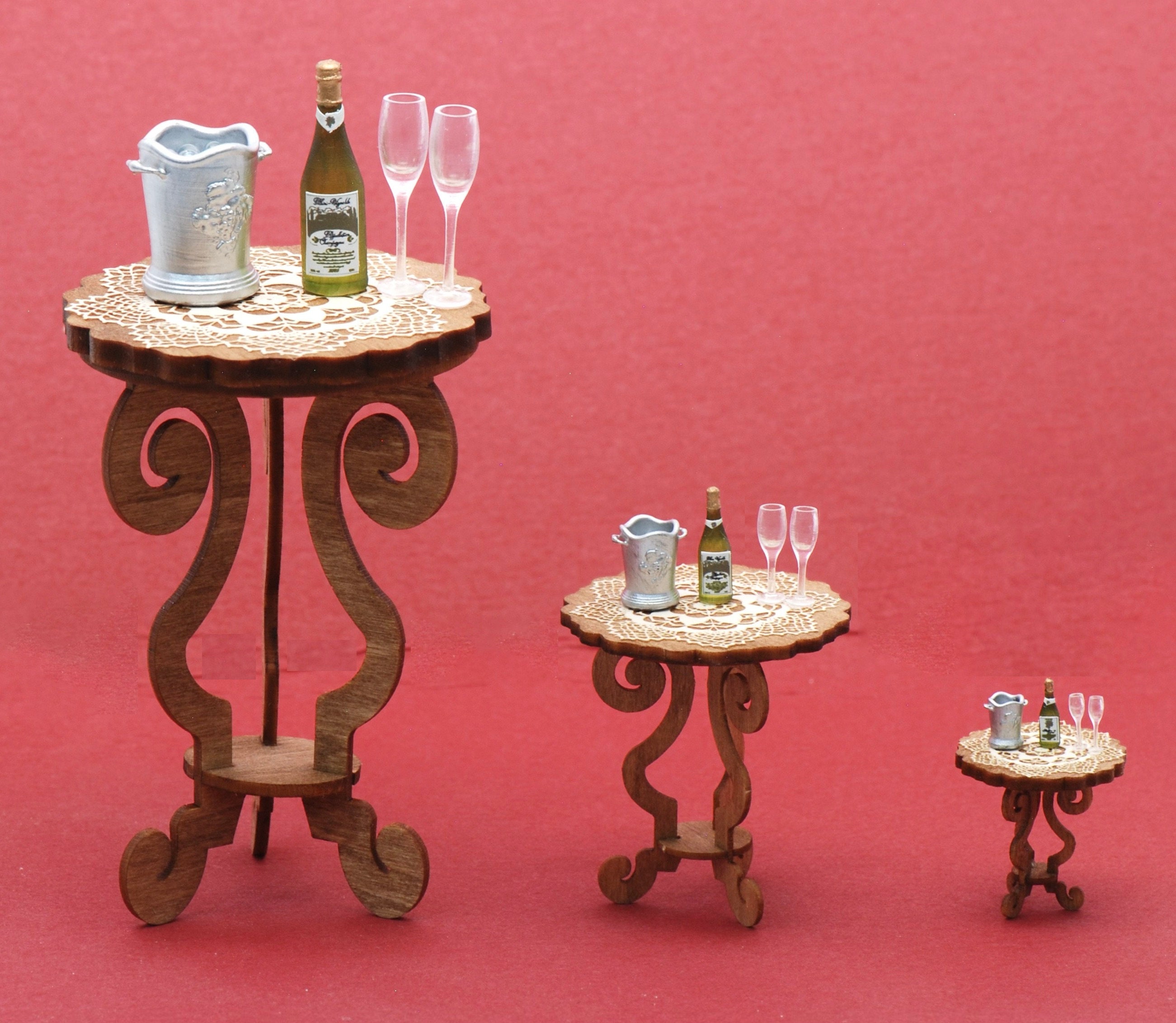 Miniatura per casa delle bambole, kit per festeggiare con lo champagne NOVITÀ! Disponibile in tutte e 3 le scale! ~ Non verniciato
