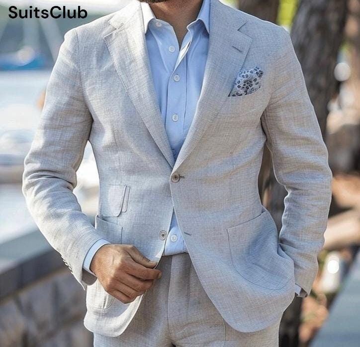 Abito da uomo in lino - Abito da sposa in lino - Abito da sposa in lino - Abito da festa - Abito da sposo - Abito su misura in lino - Abito da sposa i