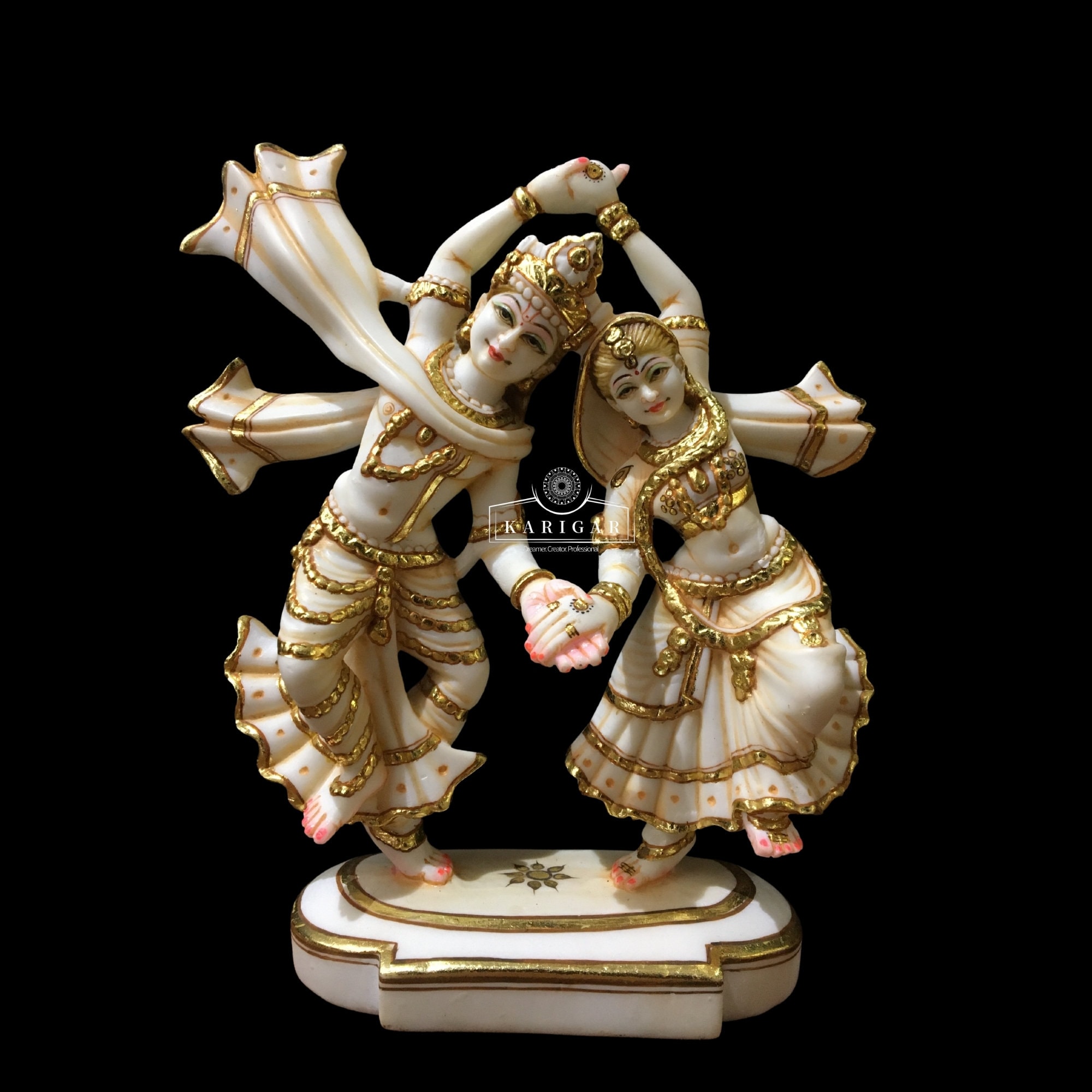 Statua di Radha Krishna da 9 pollici in marmo, statua di Radha Krishna Idol, coppia divina, dipinta a mano, Radha Krishna Murti, decorazioni per la ca