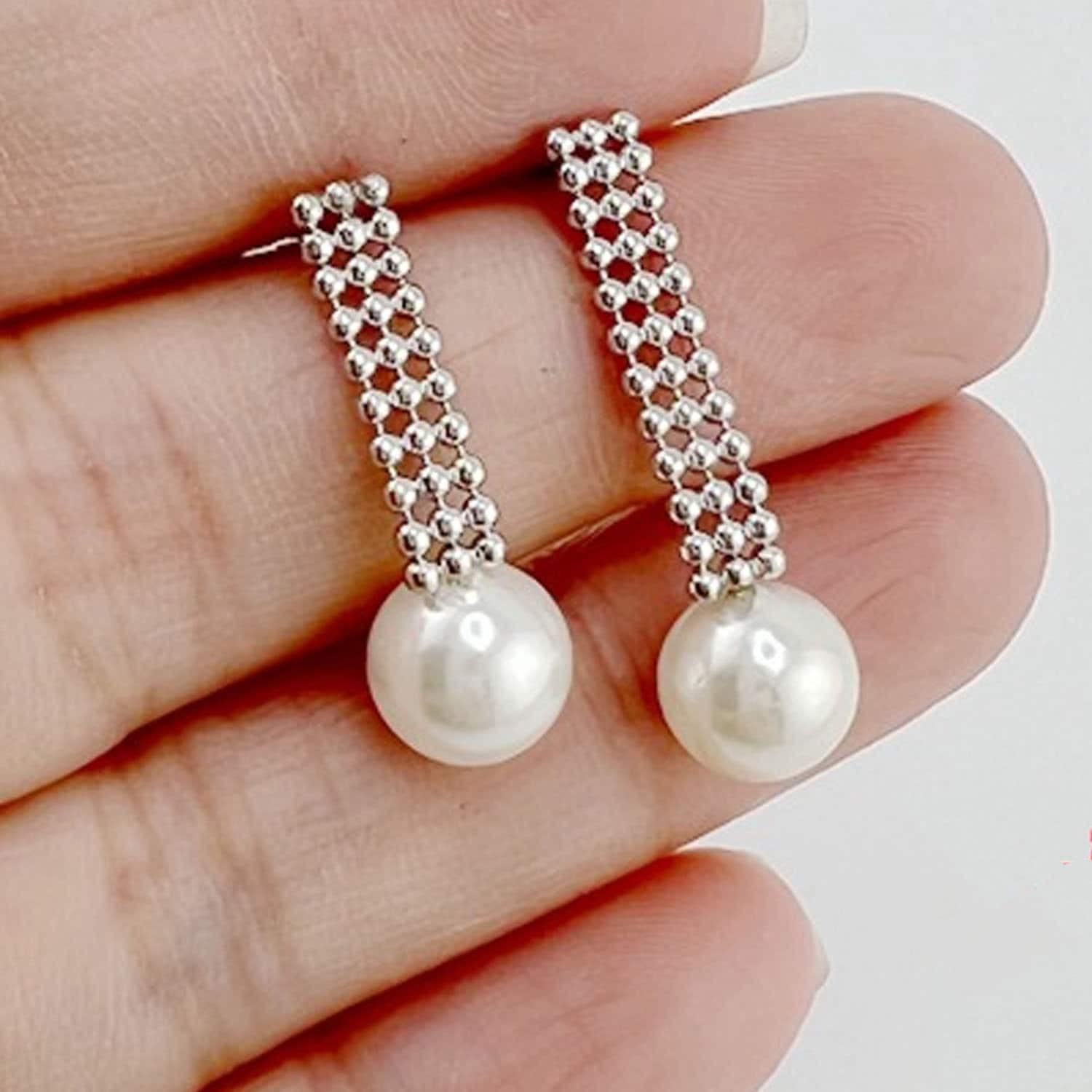 1 paio di montature per orecchini in argento sterling massiccio S925, montature per orecchini a bottone all'ingrosso per perle o pietre preziose, orec