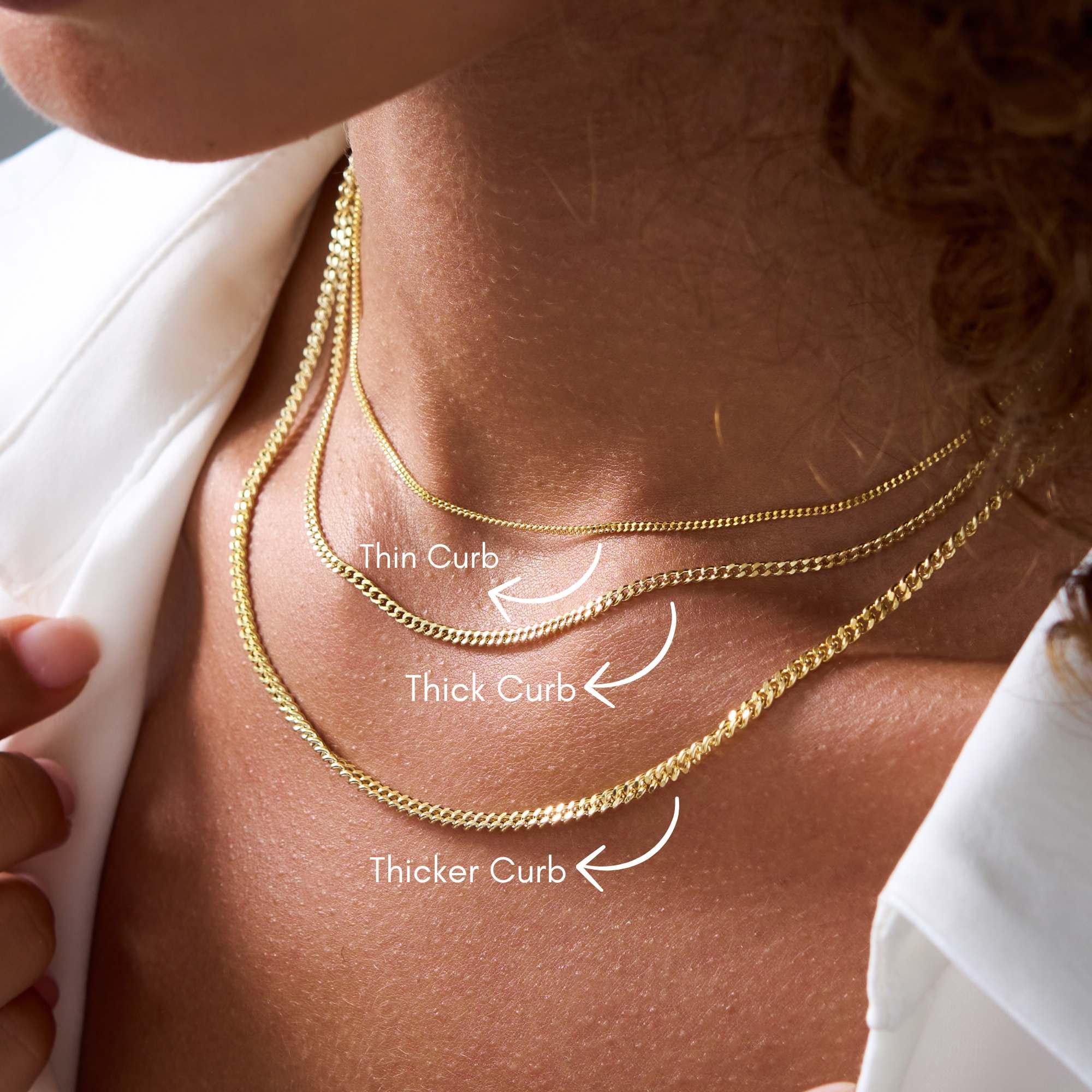 Collana a catena a maglie larghe in oro 14k, collana a catena cubana, catena a maglie larghe spessa - collana a catena a maglie larghe sottile, collan