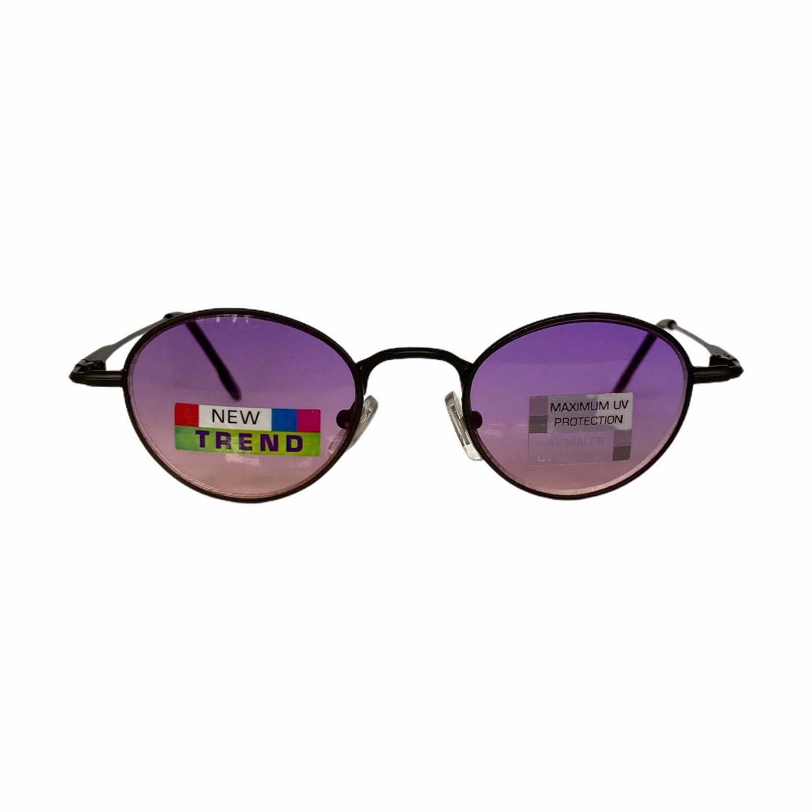 Vintage Y2K, occhiali da sole Foster Grant, occhiali da sole rotondi, occhiali da sole unisex, viola e rosa, lenti sfumate, nuovo di zecca, scorte esa