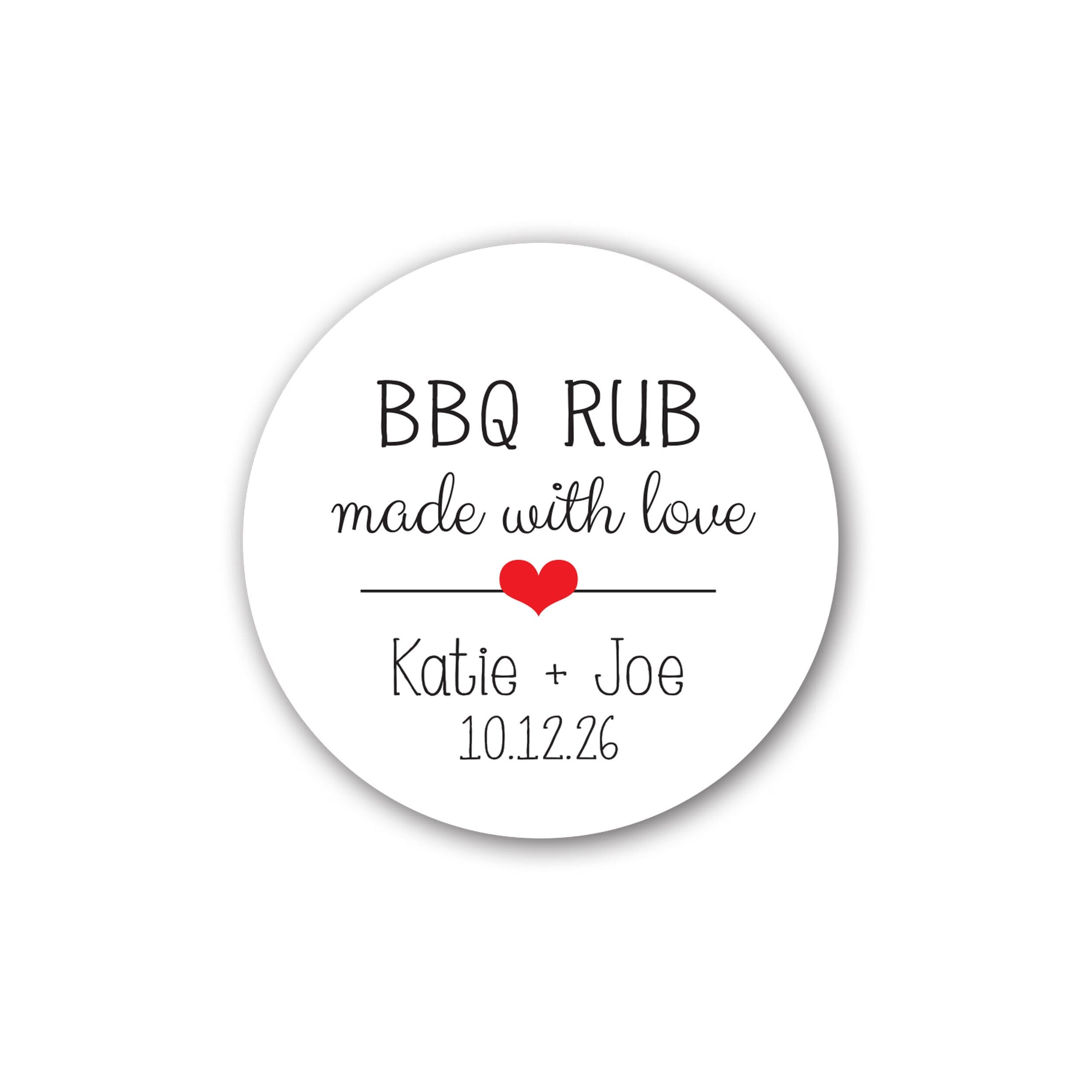 Rub per barbecue, adesivi per condimenti per barbecue, etichette per rub, adesivi per spezie, etichette per spezie, disponibili da 1,5 pollici o 2 pol