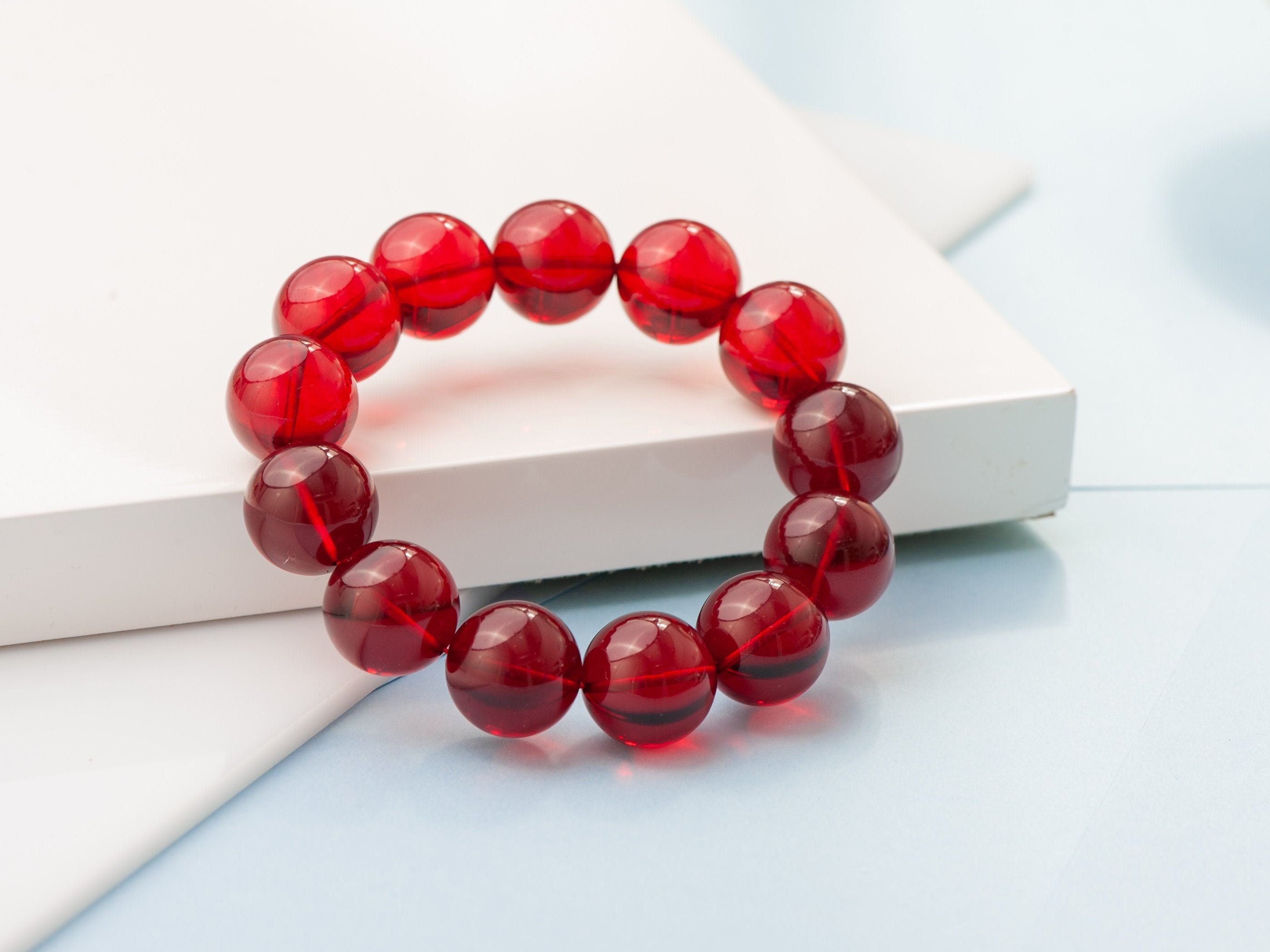 Bracciale in pietra rossa con perline a forma di palla fatte a mano, perline a forma di palla calibrate da 8-18 mm, bracciale con perline di pietre pr