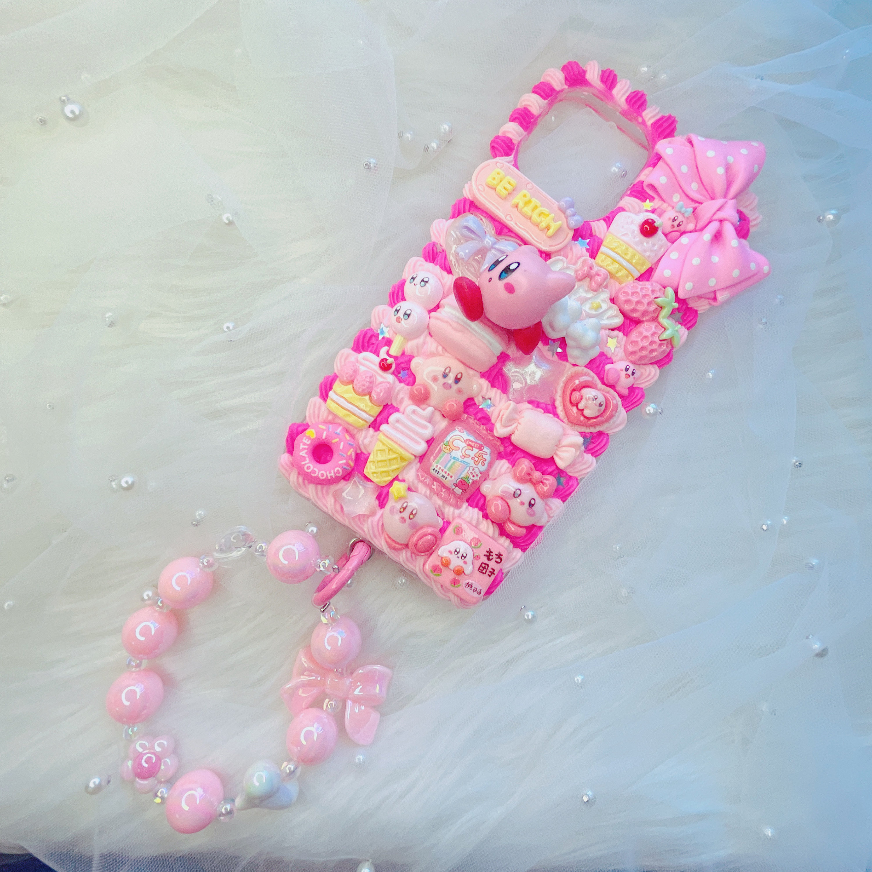 Custodia per telefono Kirby, custodia per telefono personalizzata, custodia per telefono Decoden, custodia effetto panna montata, custodia per telefon