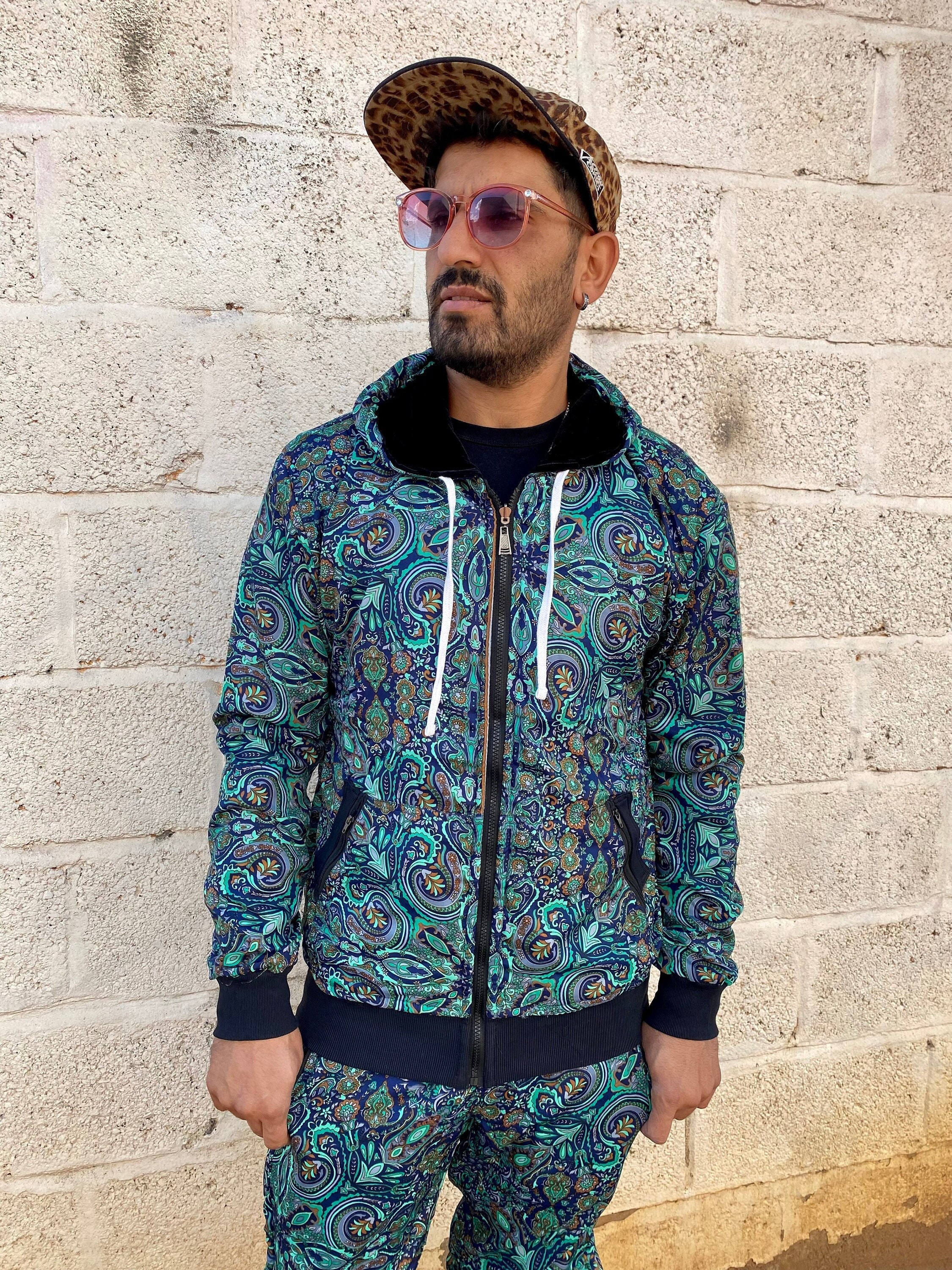 Felpa con cappuccio reversibile in velluto JACKFRUIT - Nero - Giacca da festival azteca kawaii Abbigliamento anni '80 Tuta in velluto Fresh Prince ann