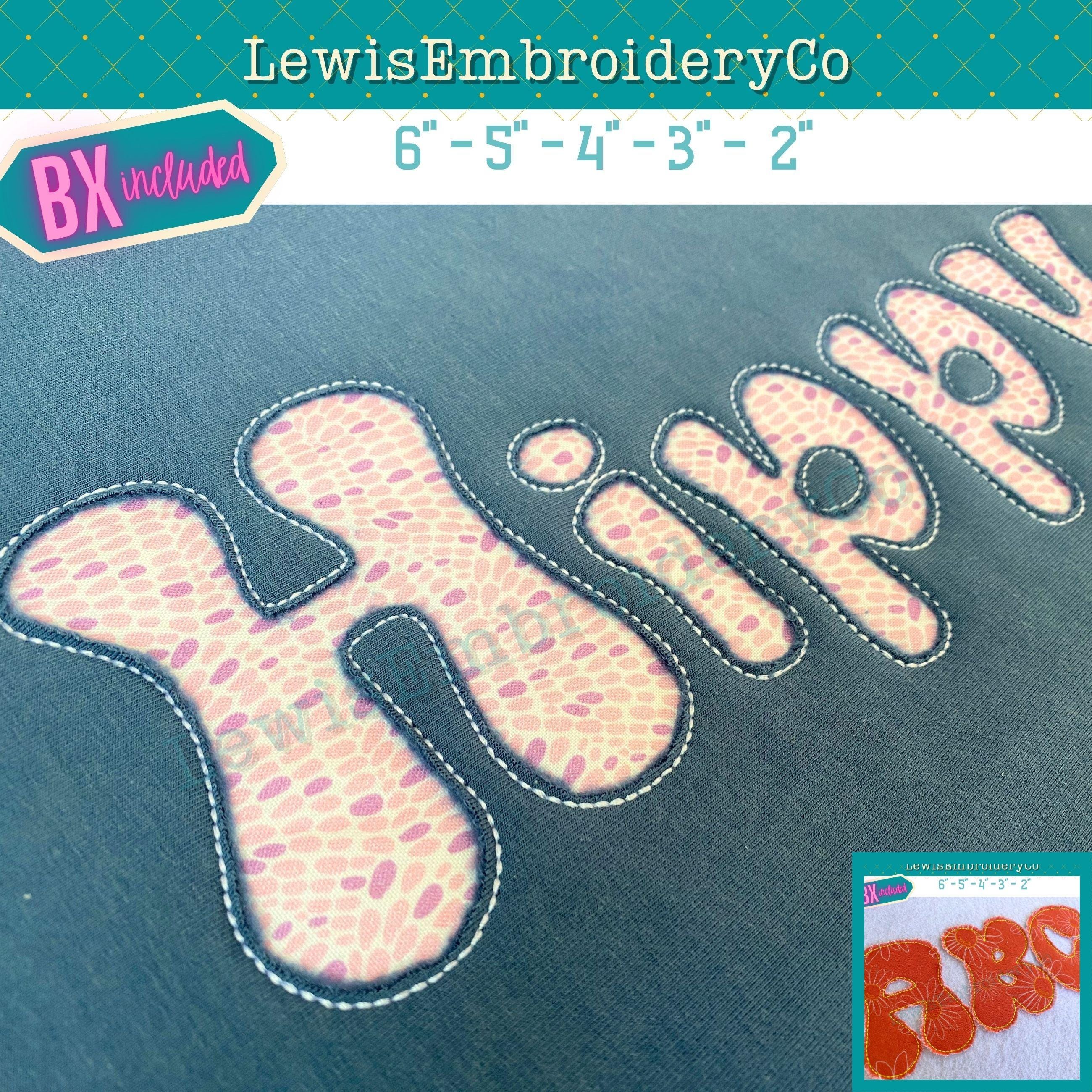 Font con ricamo a forma di applique invertita - Font con ricamo hippy retrò - Alfabeto con bordo grezzo - Font con ricamo a forma di fagiolo - Font gr