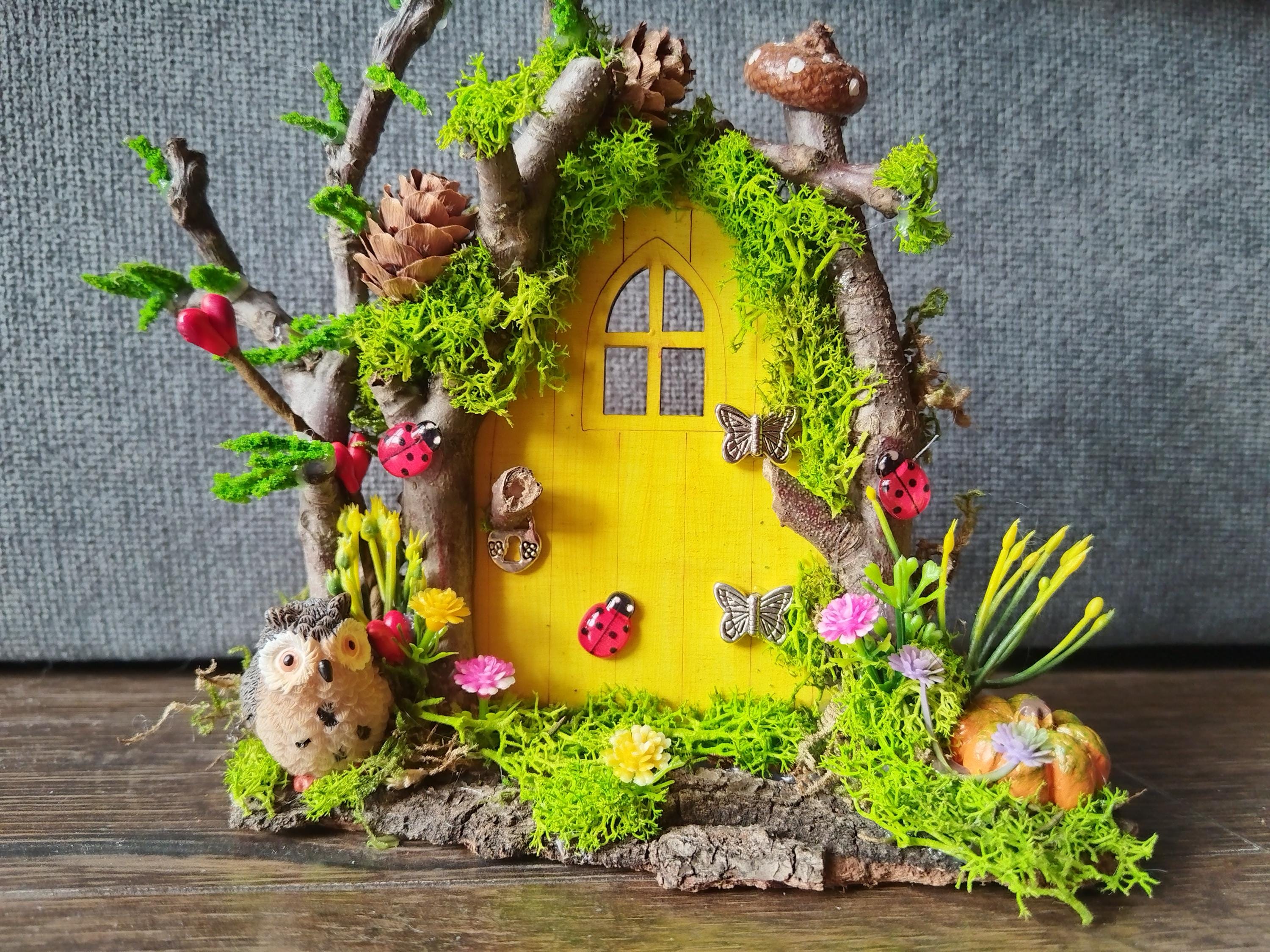 Porta delle fate, giardino in miniatura, porta delle fate in legno, mobili delle fate, porta delle fate per albero, porta della casa delle fate, porta