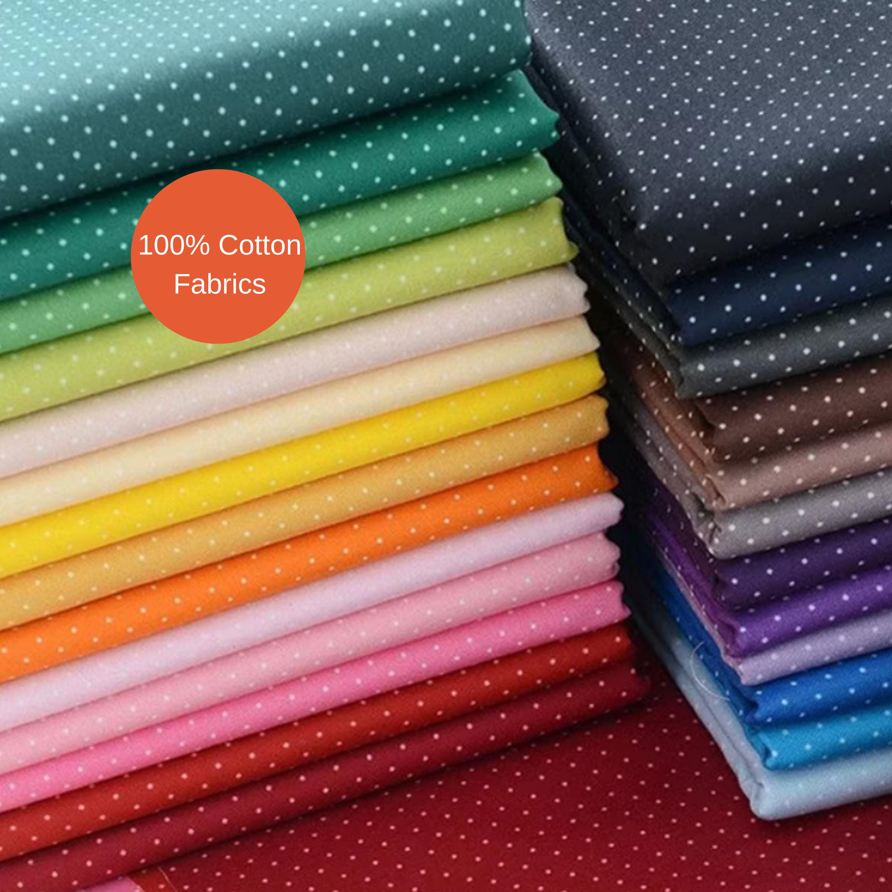 Tessuto di cotone Pinspot 100% colorato, tessuto a pois, tessuto di cotone a pois, tessuto di cotone Oeko-Tex Standard, tessuto a mini pois