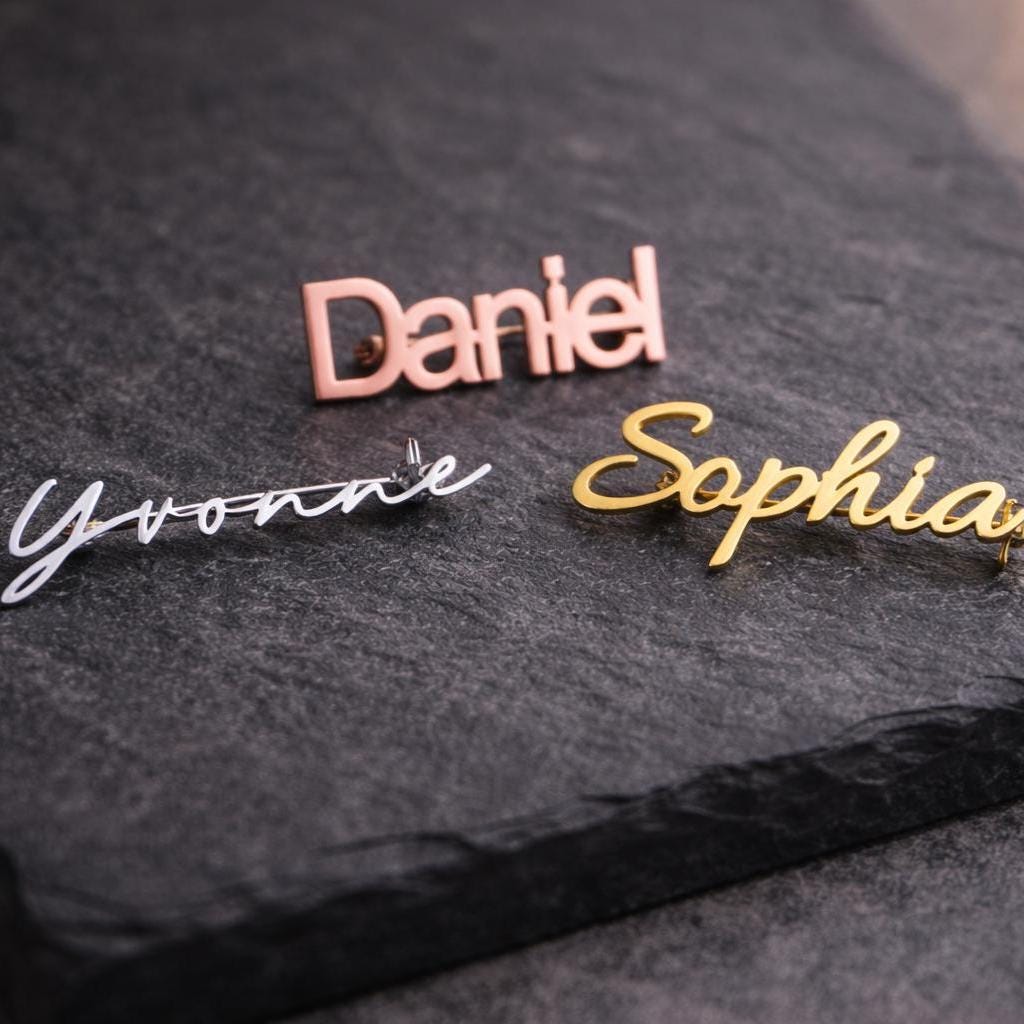 Spilla personalizzata con nome per uomo e donna / Spille con nome personalizzate, spilla con nome personalizzato, spilla in oro, spilla in argento, sp