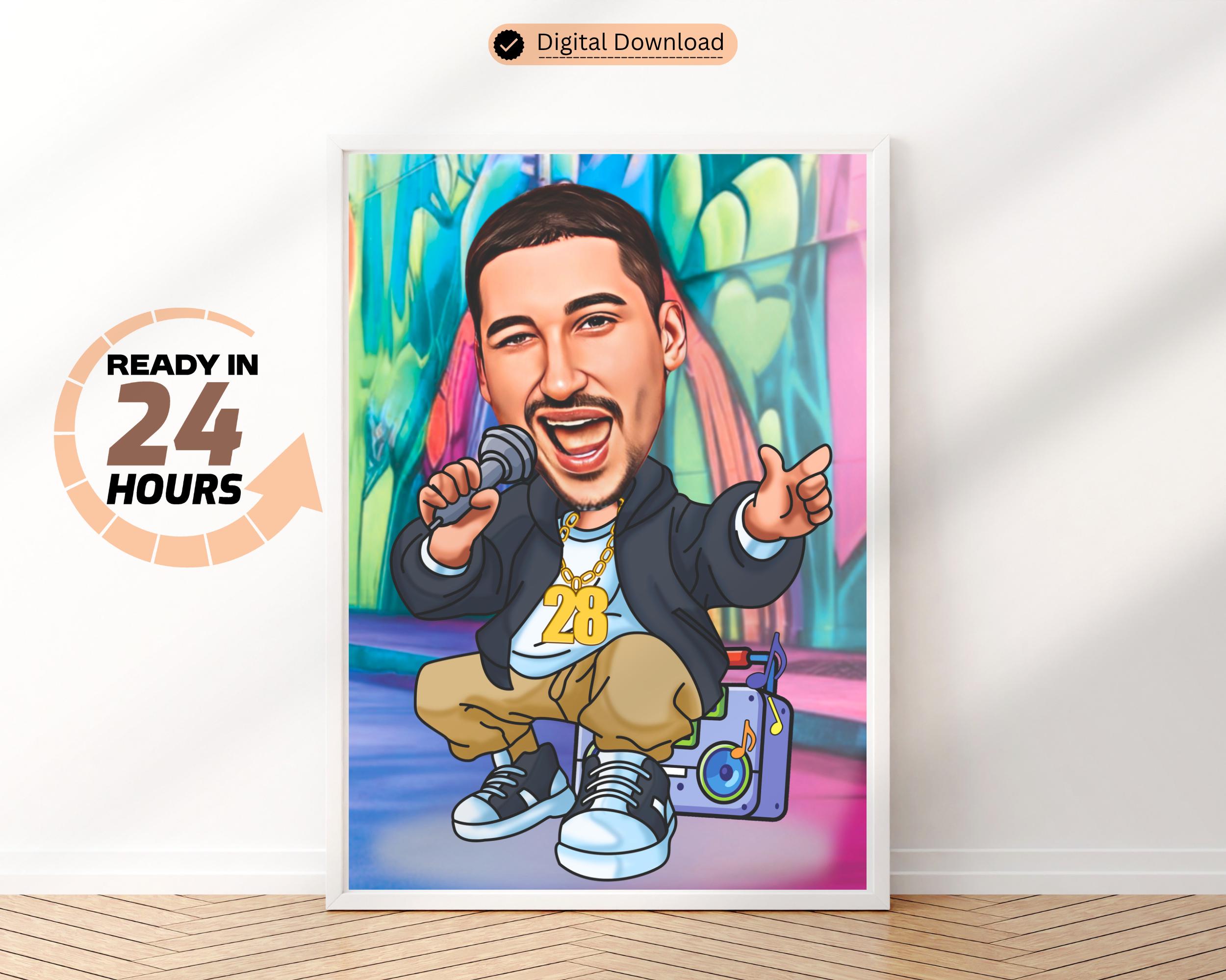 Caricatura Hip Hop Personalizzata Ballerini Hip Hop Rapper Hip Hop Ritratto Personalizzato Caricatura Rapper Hip Hop 40o Compleanno