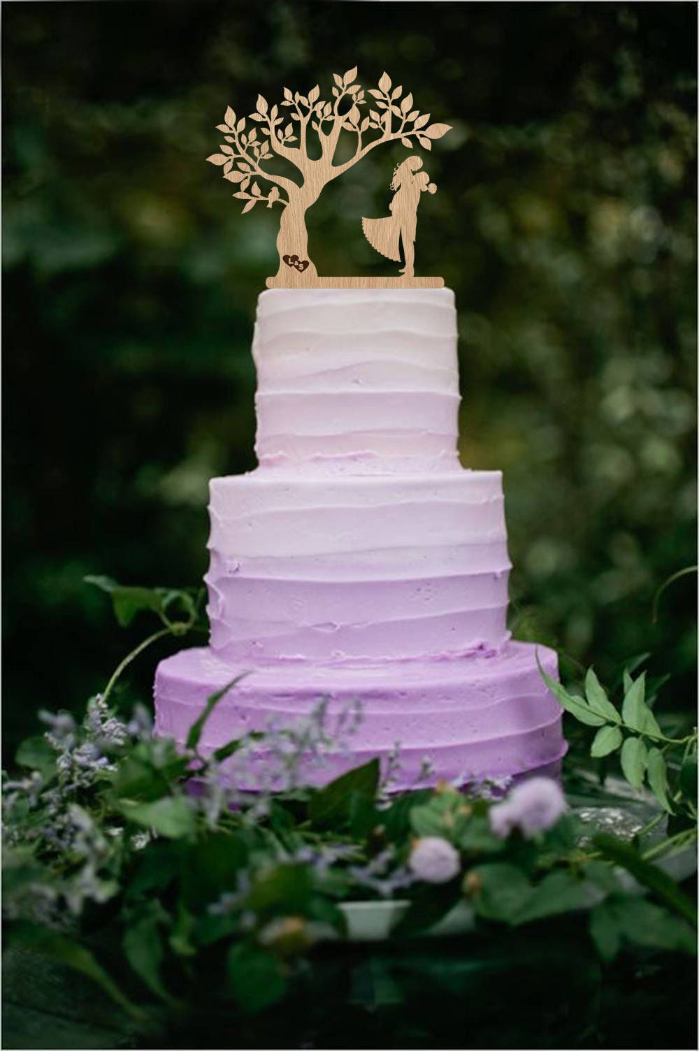 Torta nuziale Topper Mr e Mrs Topper Wood Cake Topper Torta rustica Topper Silhouette Coppia Topper Albero Torta nuziale Topper Iniziali Oro