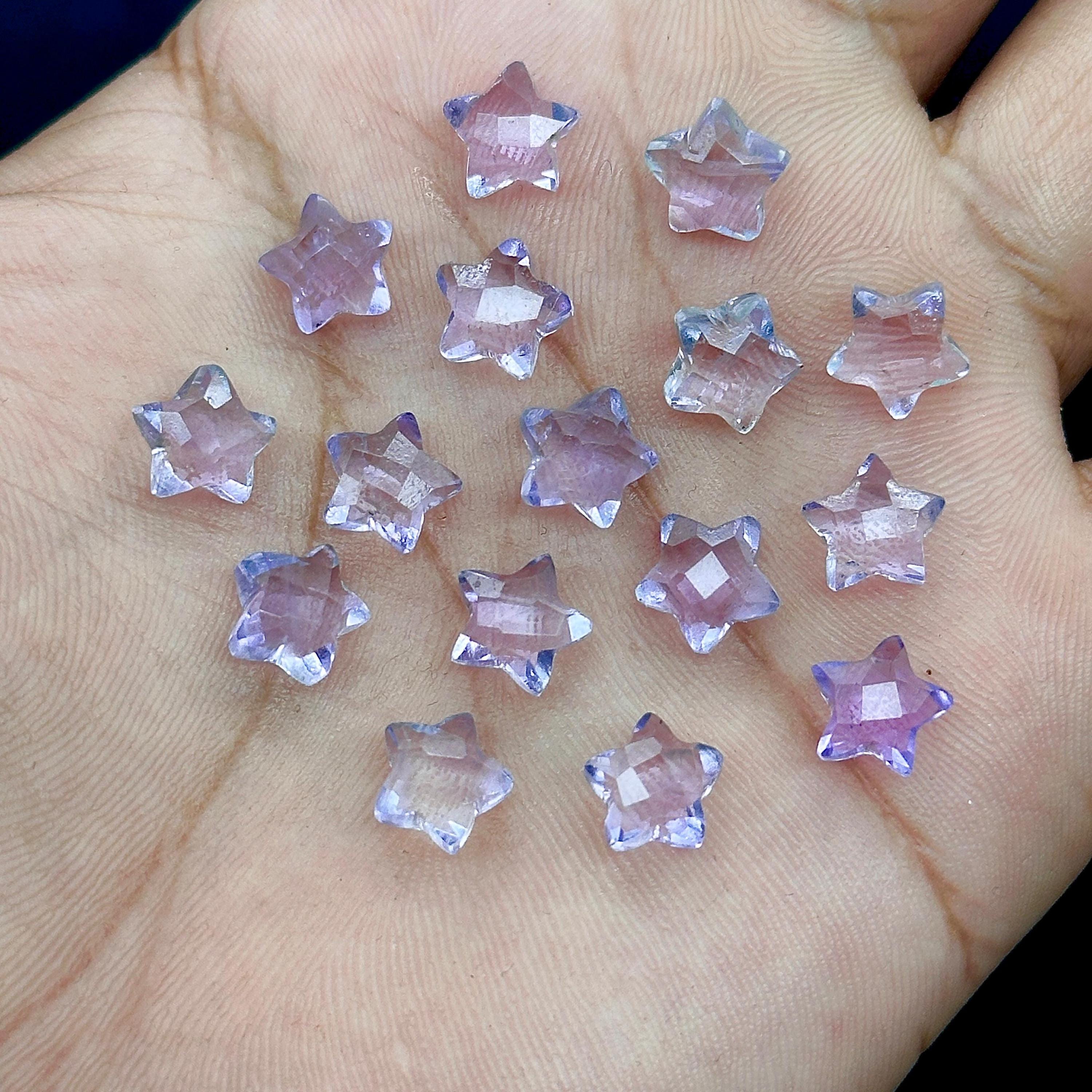 Briolette a forma di stella in ametista rosa, perle a stella sfaccettate in ametista rosa naturale intagliate a mano, perle sfuse all'ingrosso, ciondo