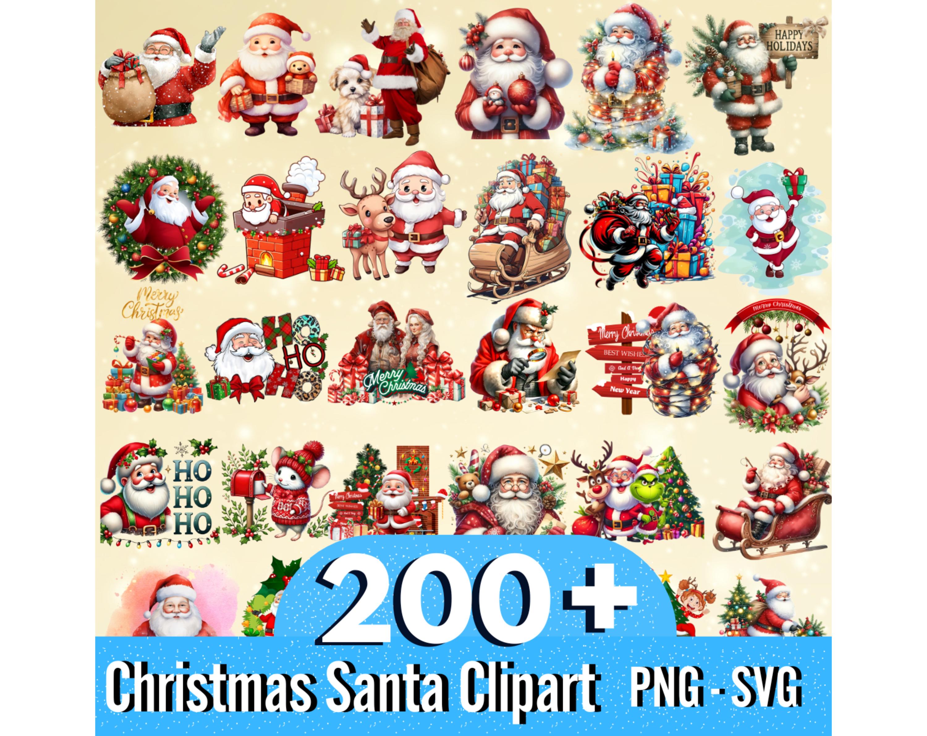 200+ Clipart di Babbo Natale, PNG di Natale, SVG di Babbo Natale, PNG di Babbo Natale, SVG di Natale, Pacchetto di clipart di Babbo Natale, Clipart di