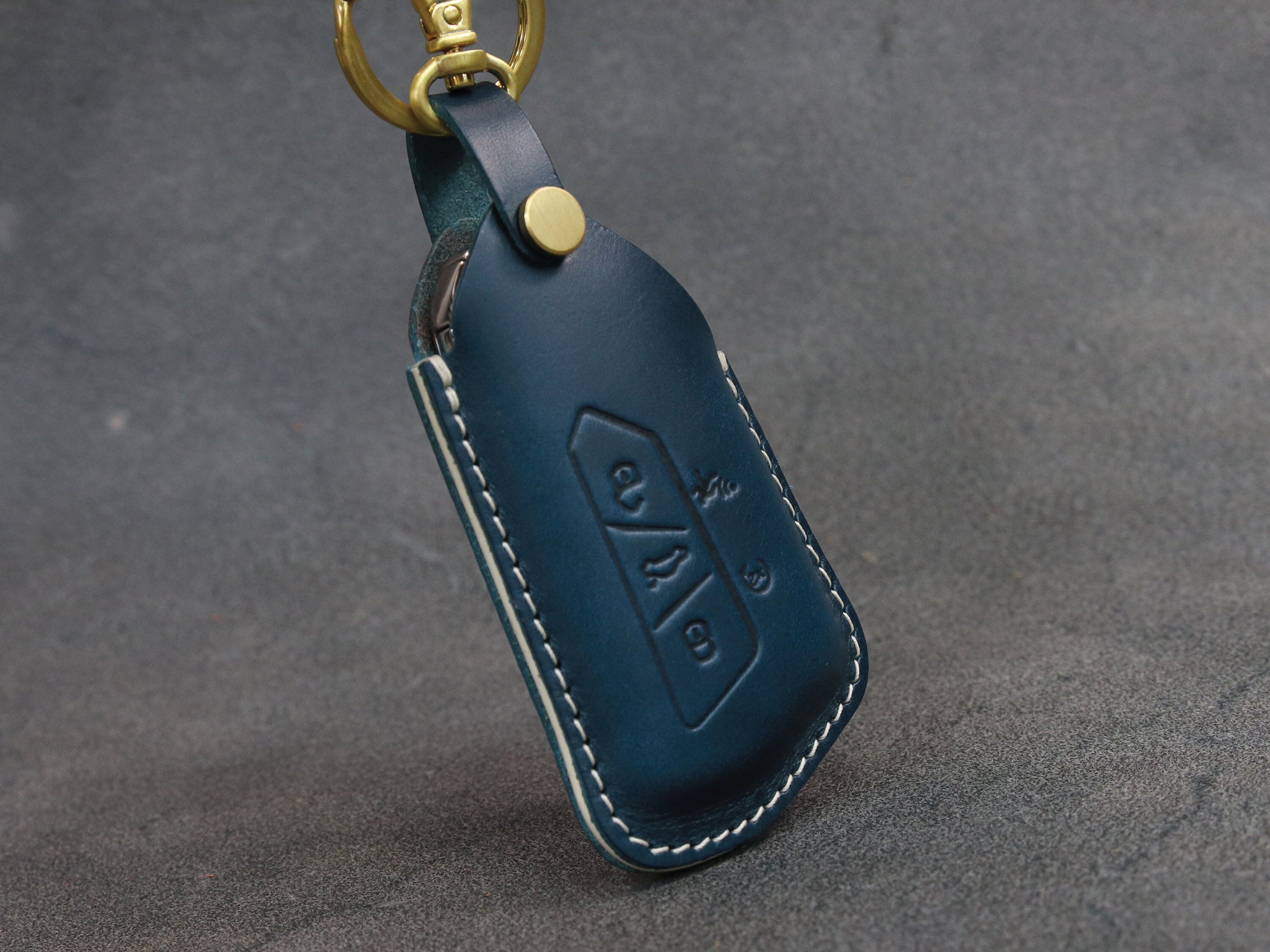 Volkswagen [3-5] Custodia in pelle per chiave - VW Golf 8 MK8 2020 ID3 ID4 - 5 pulsanti - Pelle italiana