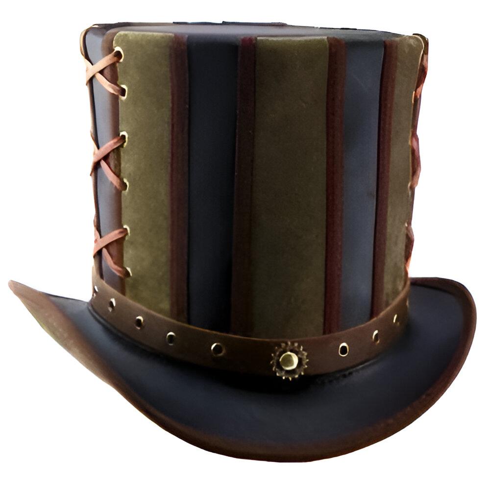 Cappello a cilindro in stile cinturino in pelle nera, cappello a cilindro fatto a mano, cappello steampunk, cappello gotico / cappello a cilindro stea