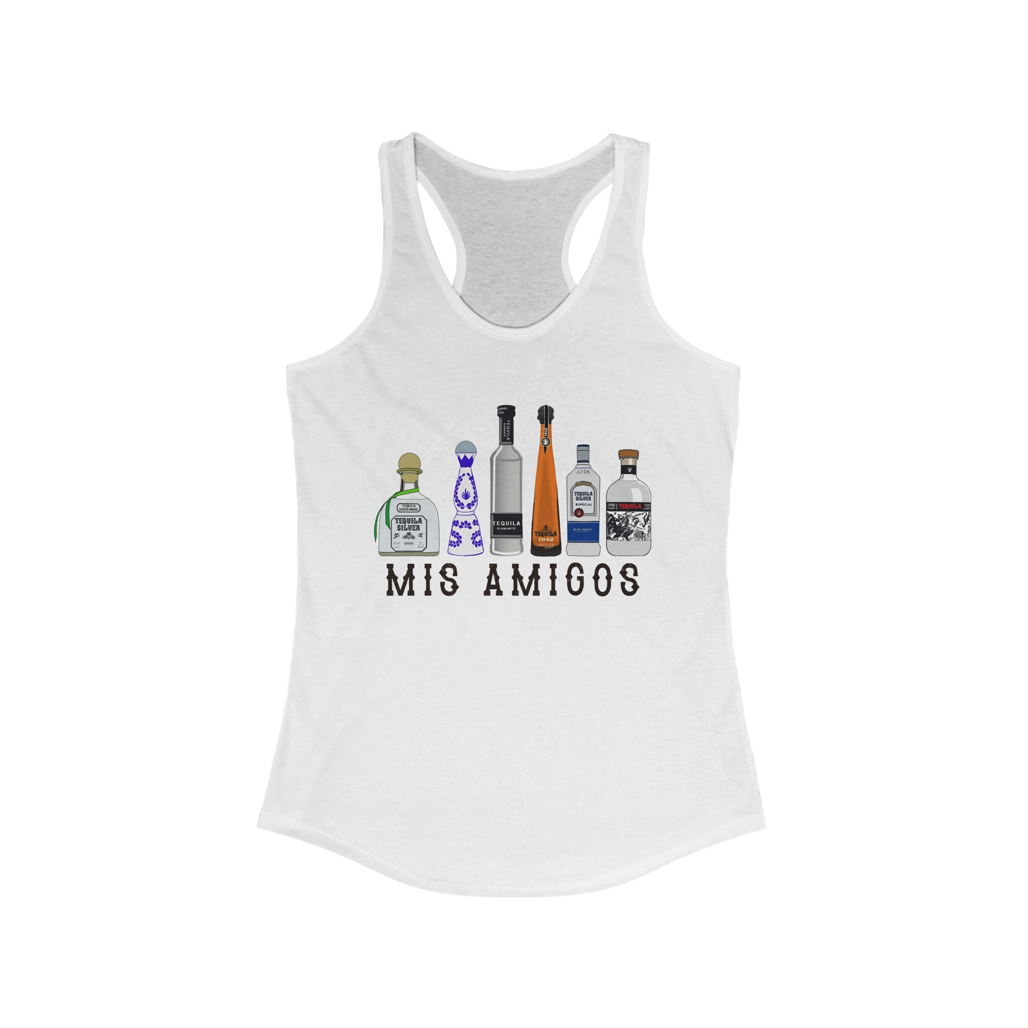 Mis Amigos Tequila Racerback Tank, Camicia da bere, Top coordinato da addio al nubilato, Amanti della tequila, Bottiglie di tequila, Cinco de Mayo