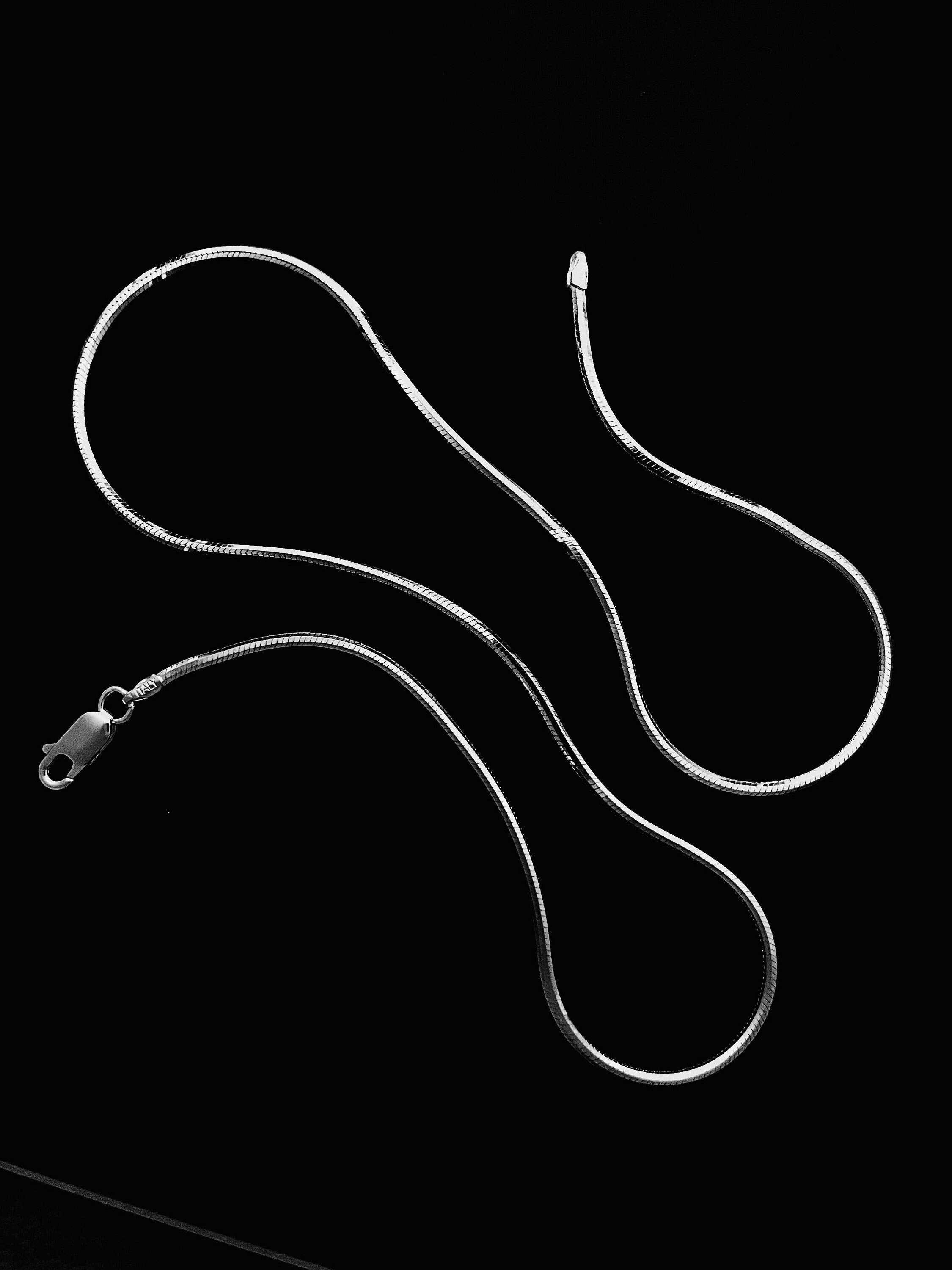 "Collana con catena a serpente ottagonale - Catena in argento Sterling 925 - Collana con ciondolo in argento - Collana con serpente in argento - 16\"/18"