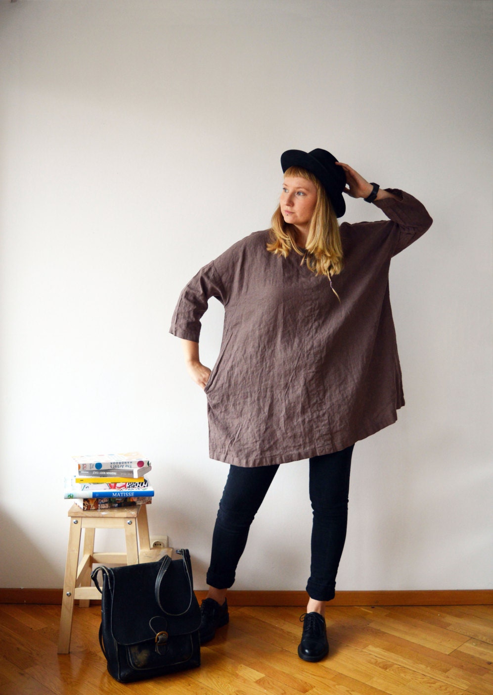 Tunica taglie forti, Tunica oversize, Abito tunica in lino, Tunica da donna, Top a tunica, Tuniche ampie in lino da donna, Abbigliamento taglie forti,